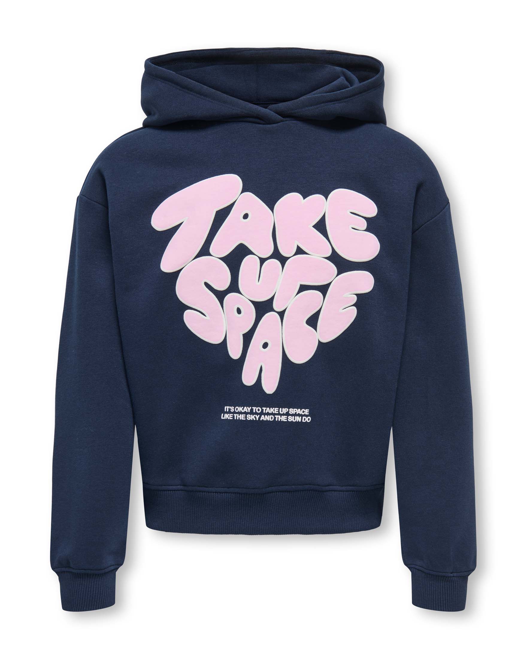 Felpa con cappuccio Kids Only blu navy in misto cotone con stampa