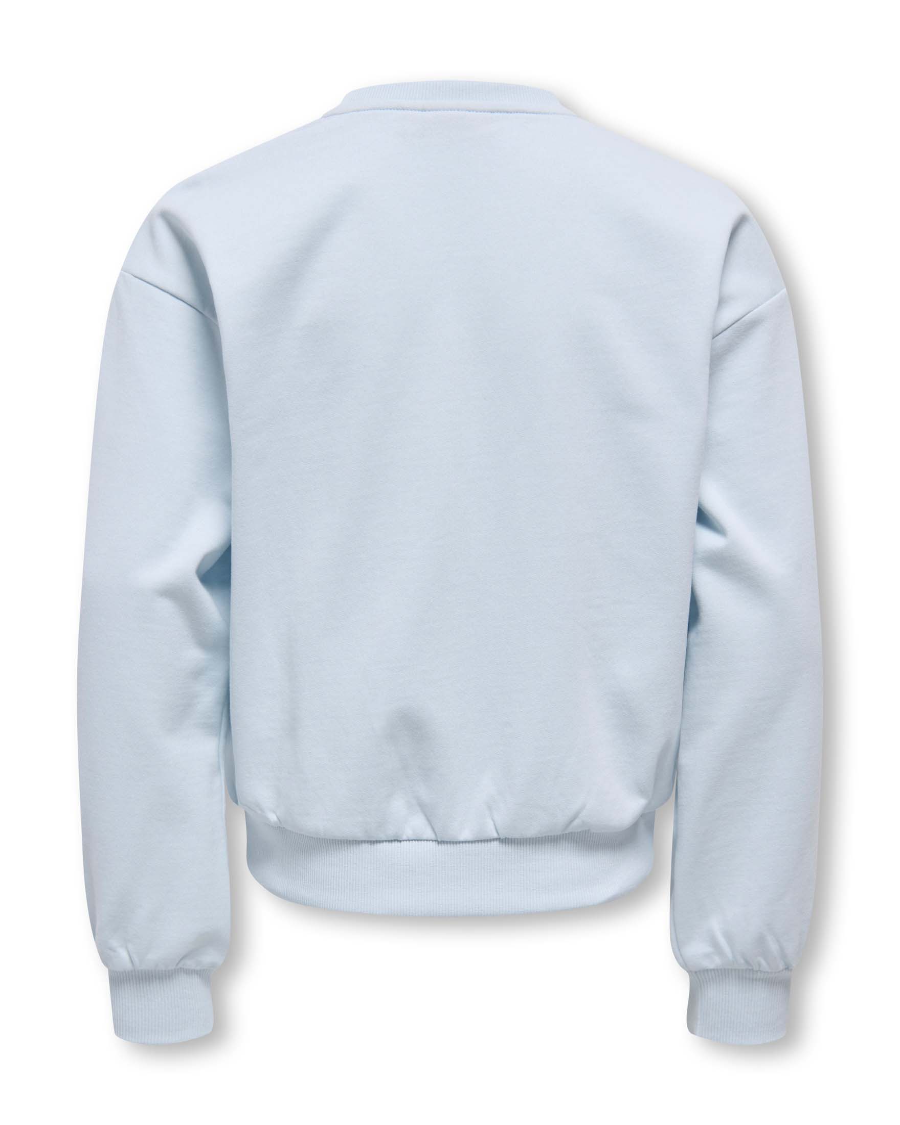 Felpa girocollo Kids Only azzurra in misto cotone con scritta in rilievo image