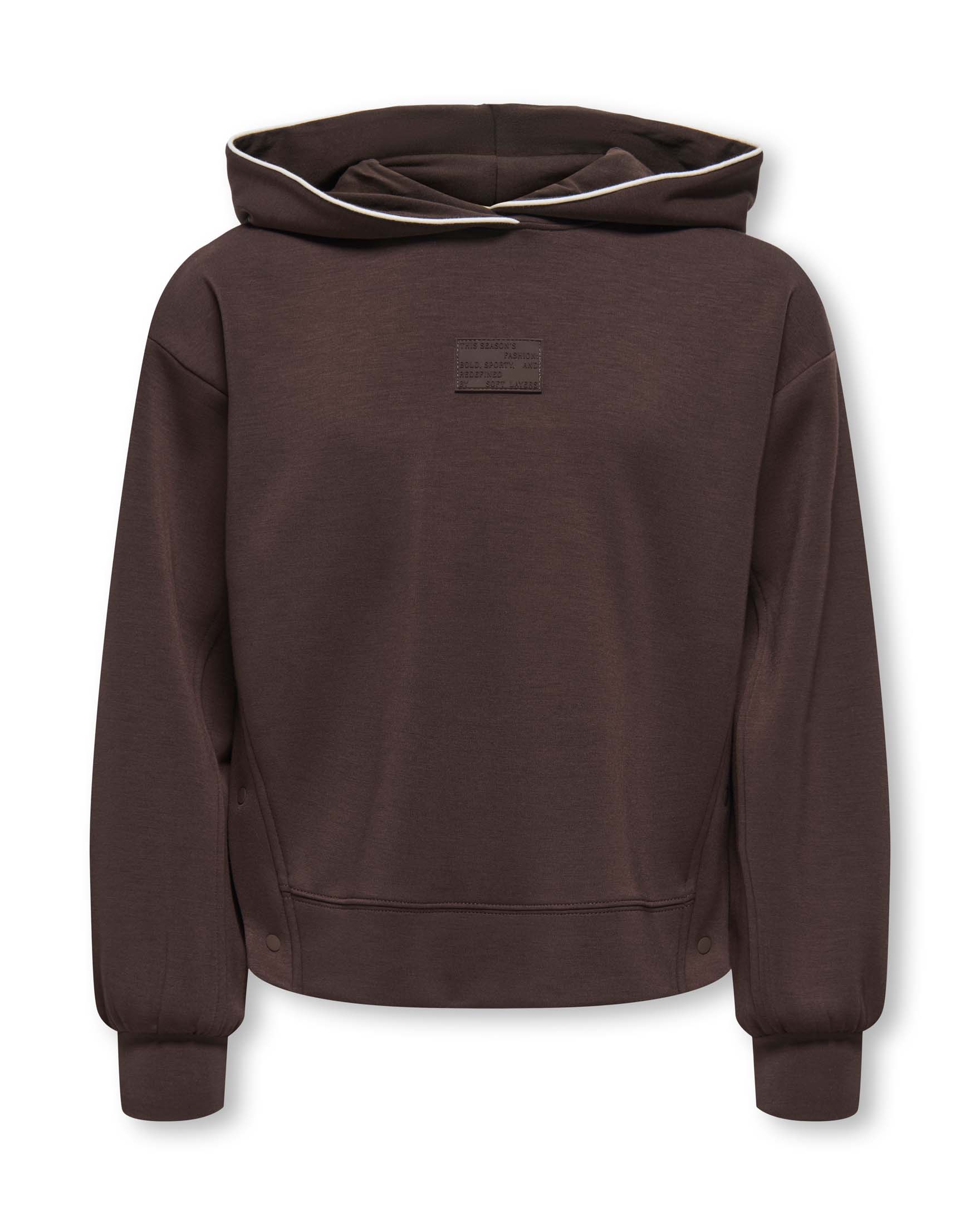 Felpa con cappuccio Kids Only marrone scuro in misto viscosa con applicazione