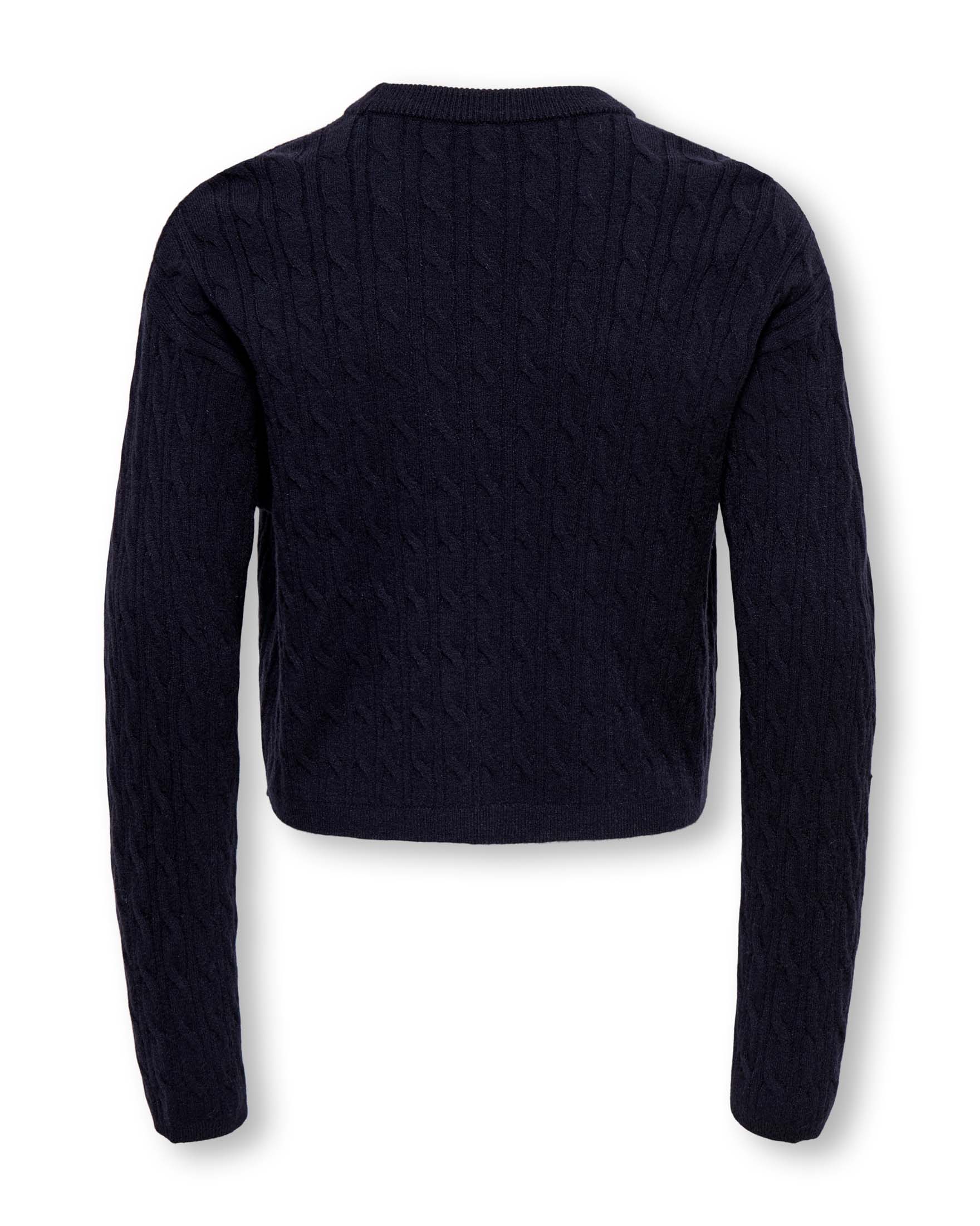 Maglione Kids Only blu in misto viscosa a trecce con cuore ricamato image