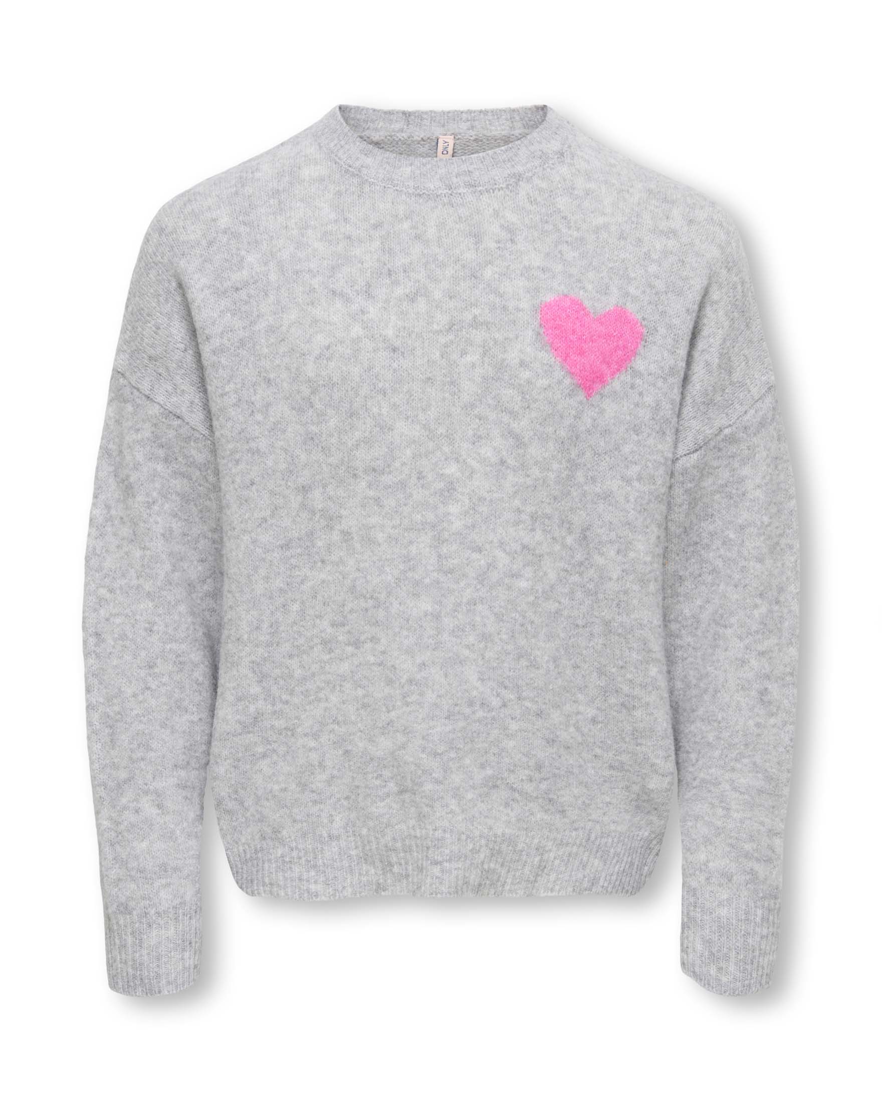 Maglia Kids Only grigia mélange in misto acrilico con cuore e scritta Love