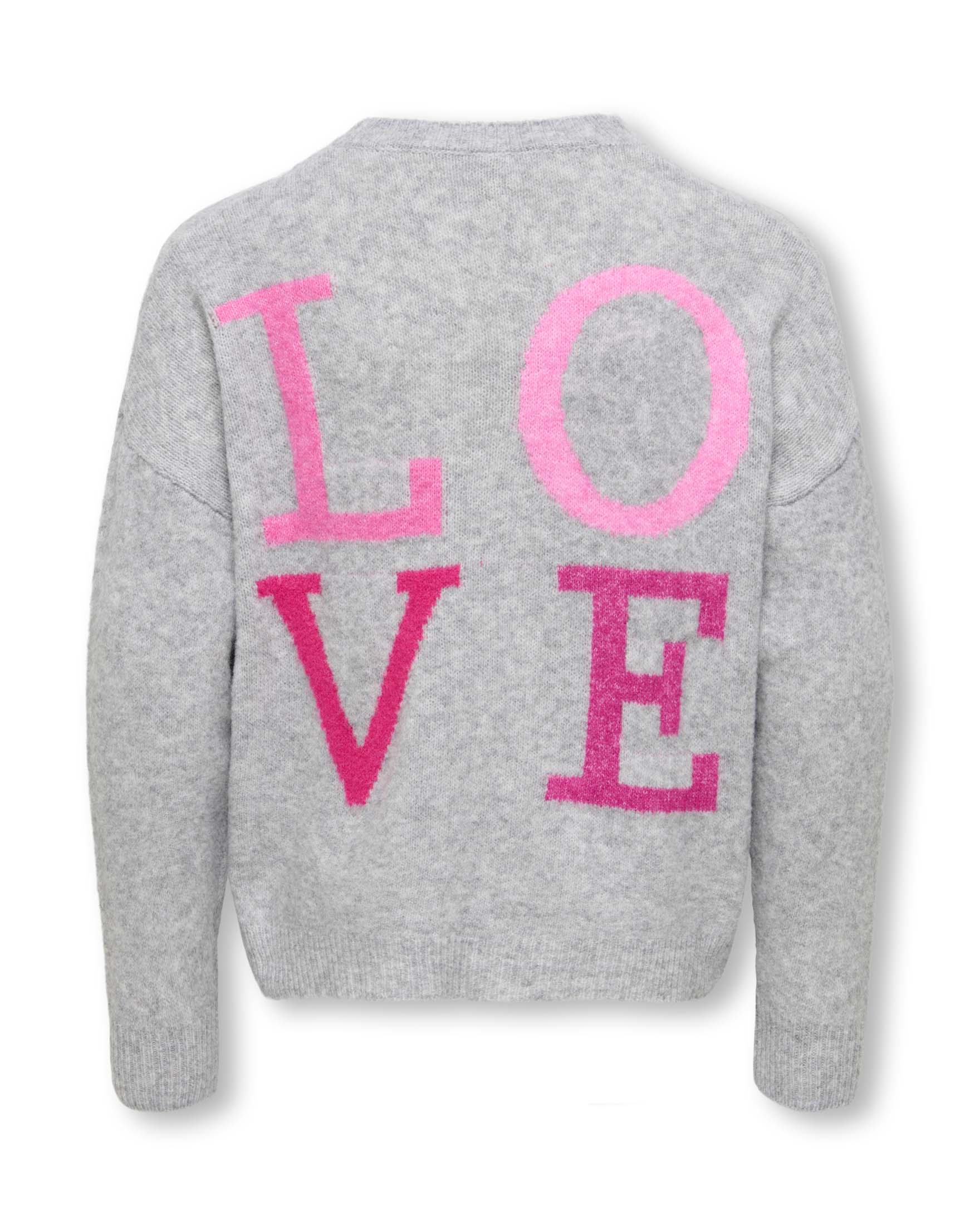 Maglia Kids Only grigia mélange in misto acrilico con cuore e scritta Love image