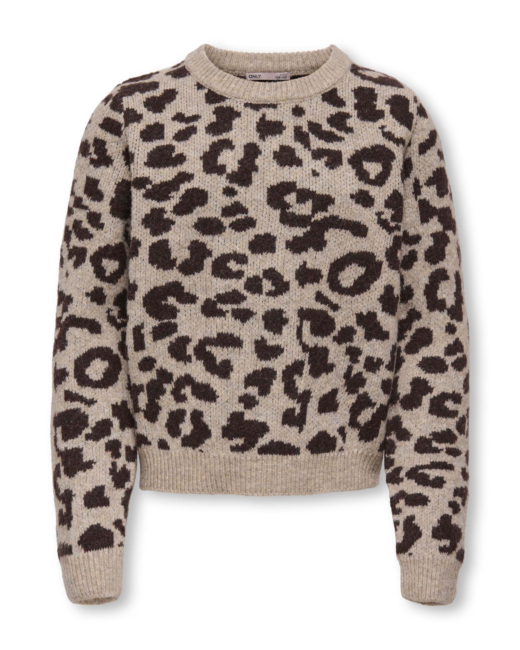 Maglia Kids Only beige con stampa leopardata in misto acrilico