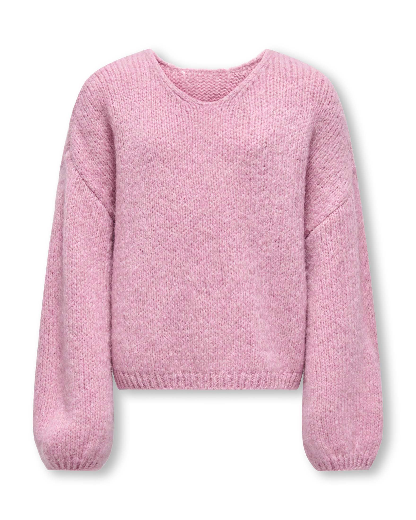 Maglia Kids Only rosa in misto acrilico con girocollo e maniche a palloncino