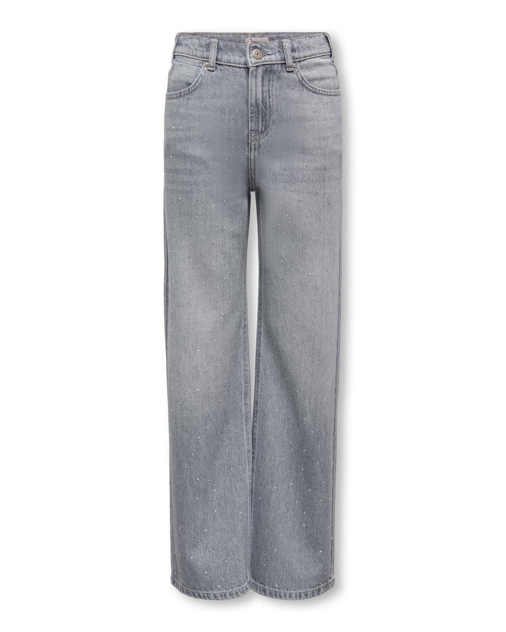 Jeans Kids Only grigi lavaggio chiaro a gamba larga in cotone con borchie