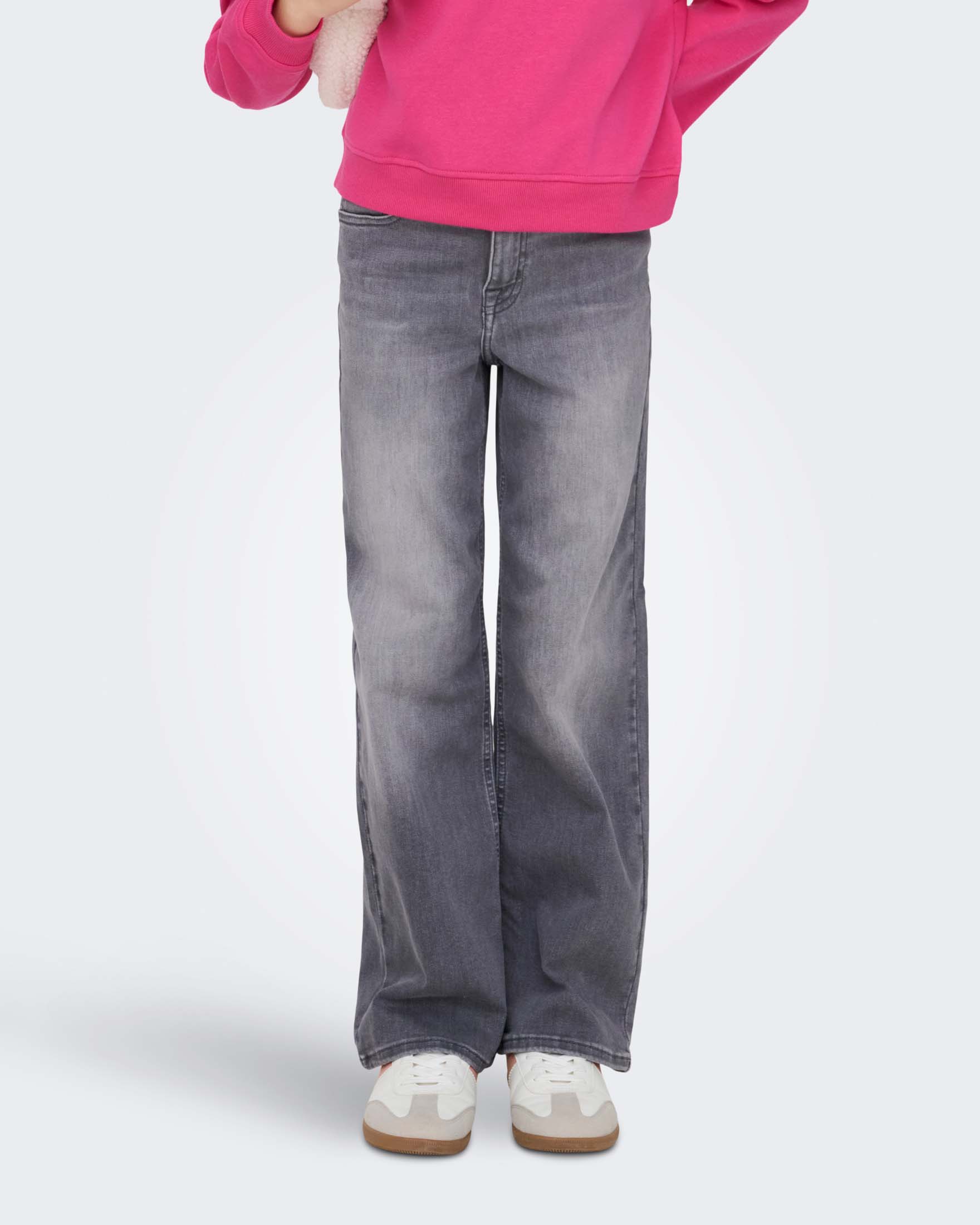 Jeans Kids Only grigi lavaggio medio a gamba larga in misto cotone