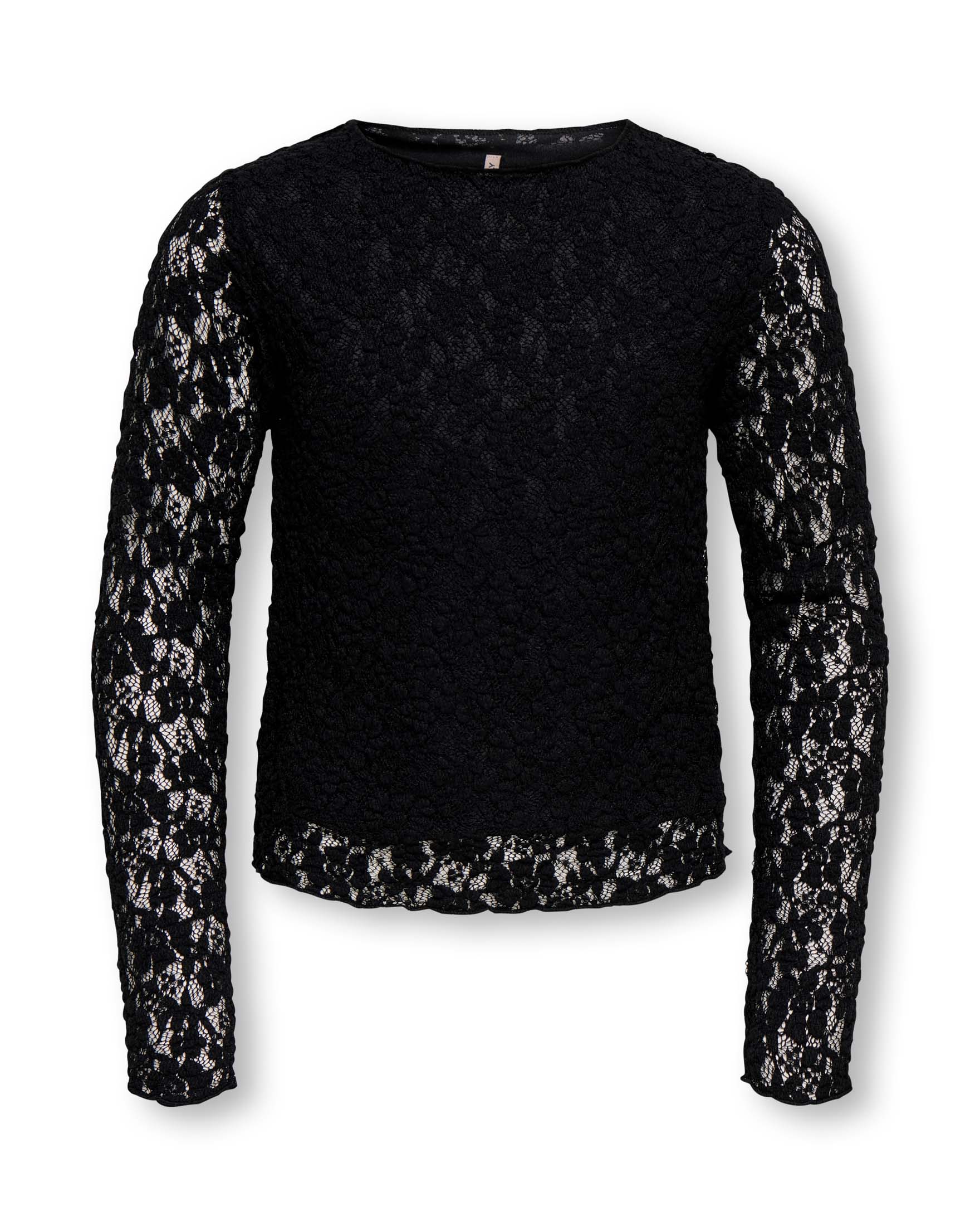 T-shirt manica lunga Kids Only nera in pizzo floreale