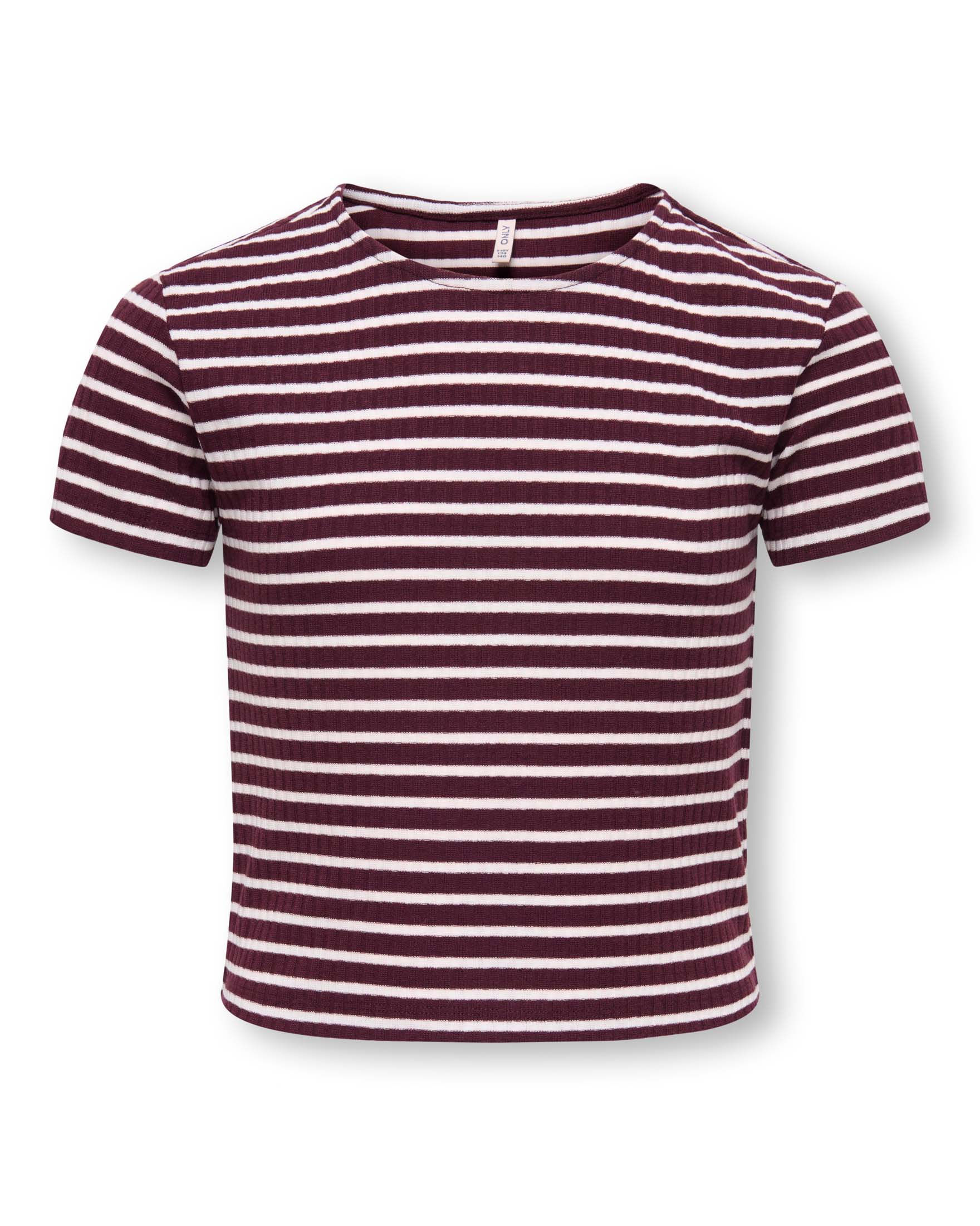 T-shirt mezza manica Kids Only bordeaux a righe in misto viscosa a coste