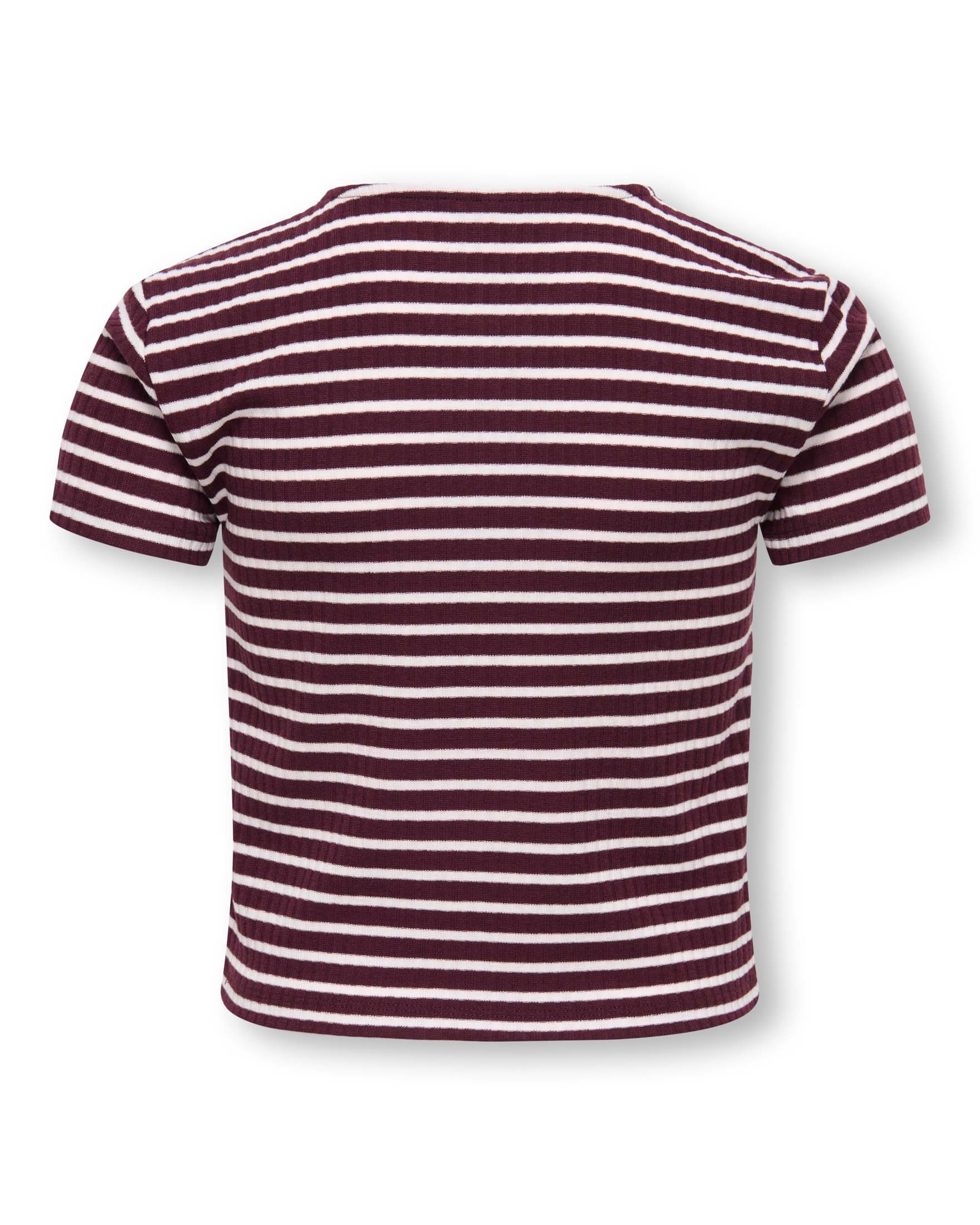 T-shirt mezza manica Kids Only bordeaux a righe in misto viscosa a coste image
