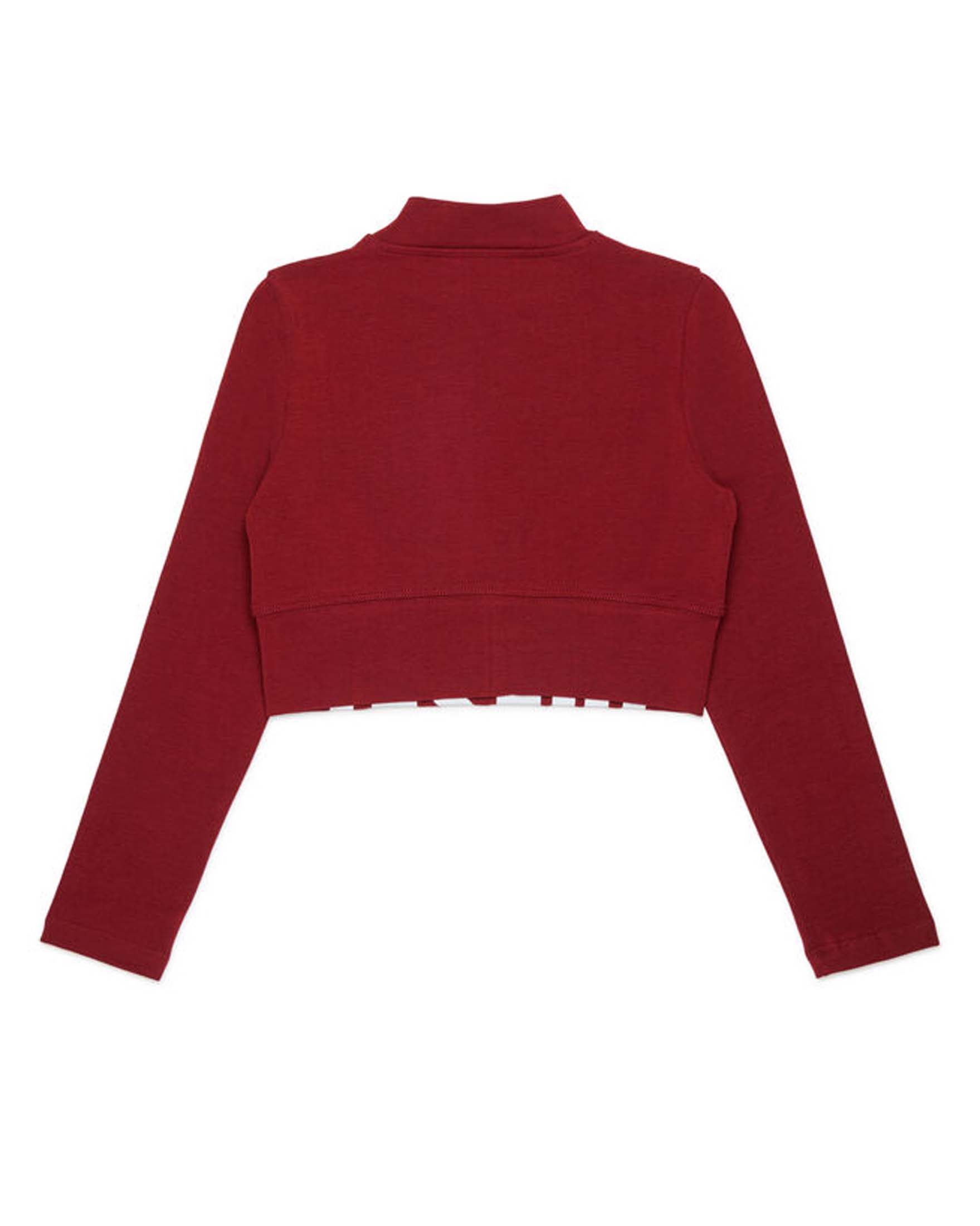 T-shirt cropped bordeaux Diesel a lupetto e scritta logo bianca image