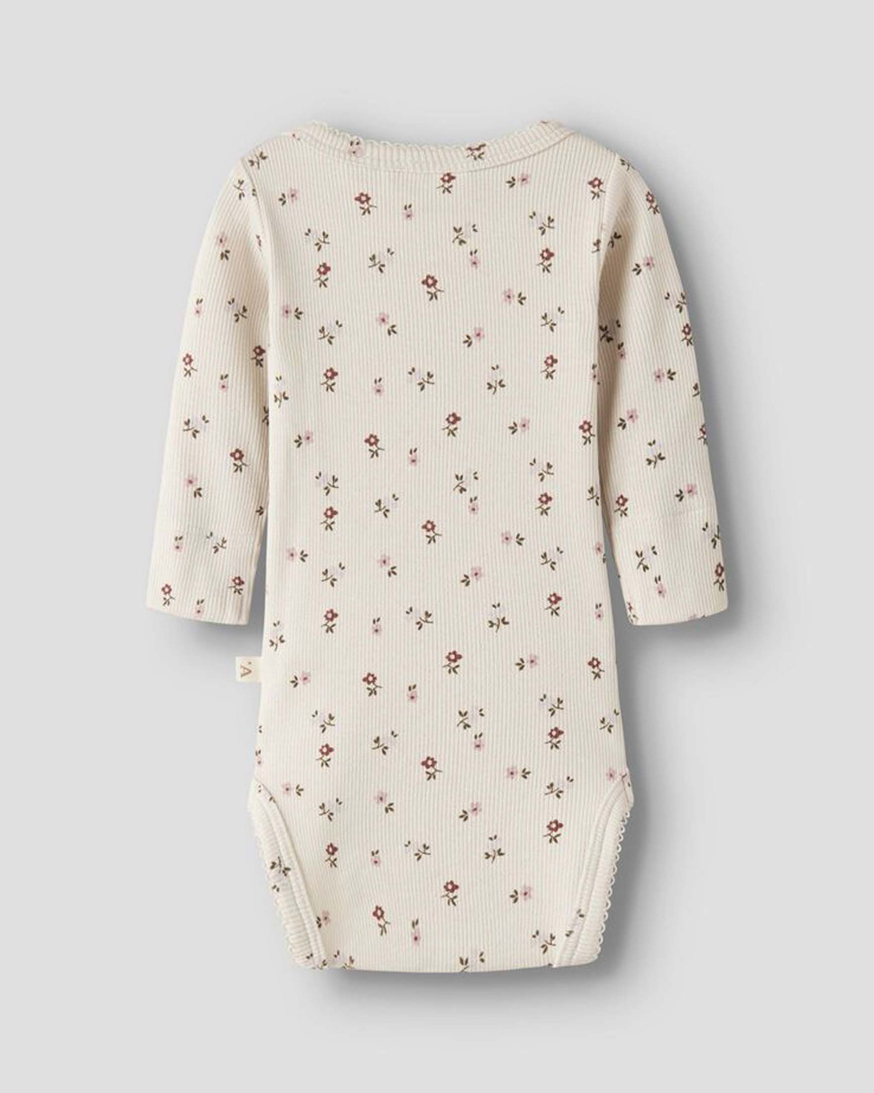 Body Lil'Atelier beige a maniche lunghe in misto cotone e fantasia fiorellini image