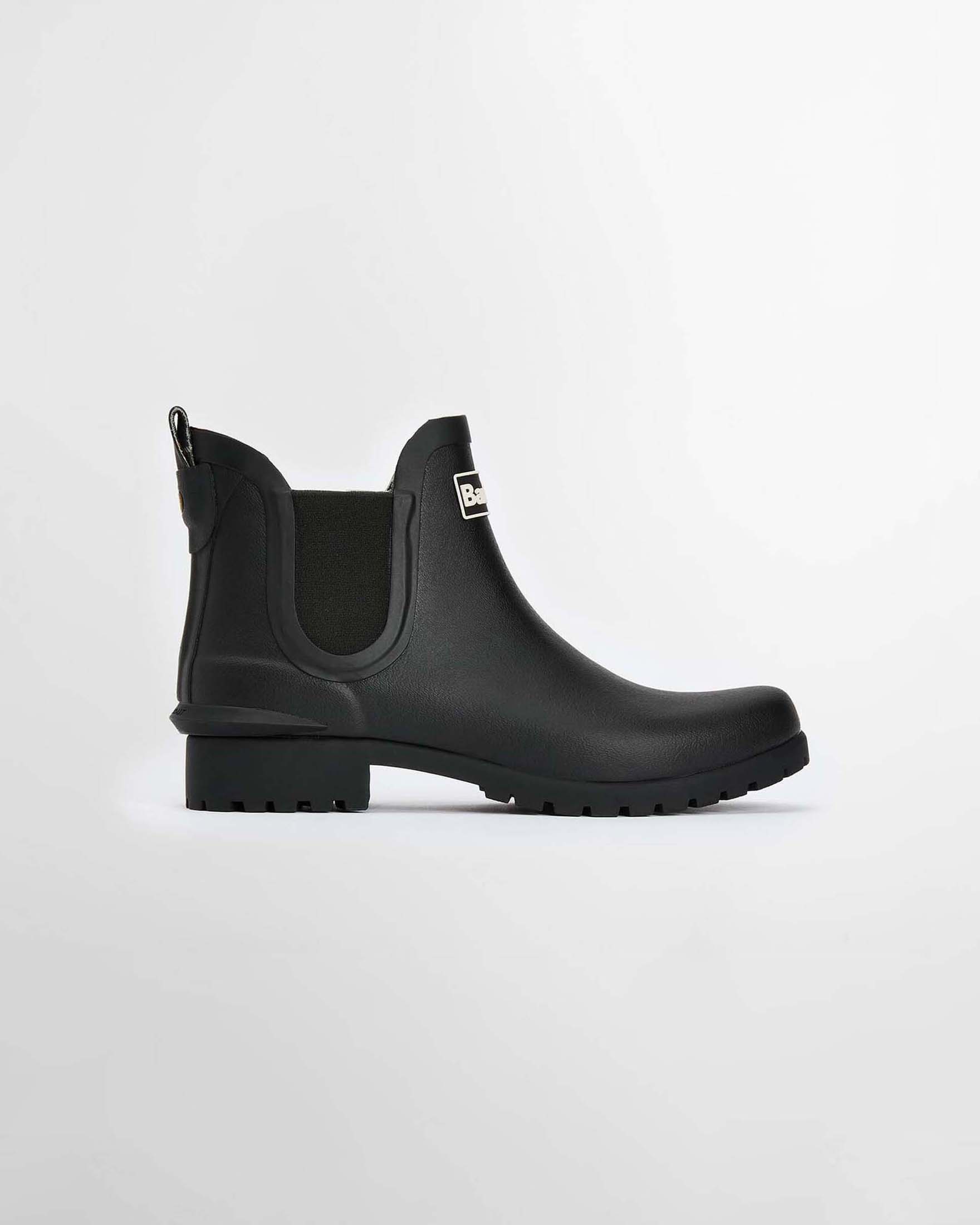 Stivaletti neri in gomma modello Wellington Wilton Barbour con suola stile commando