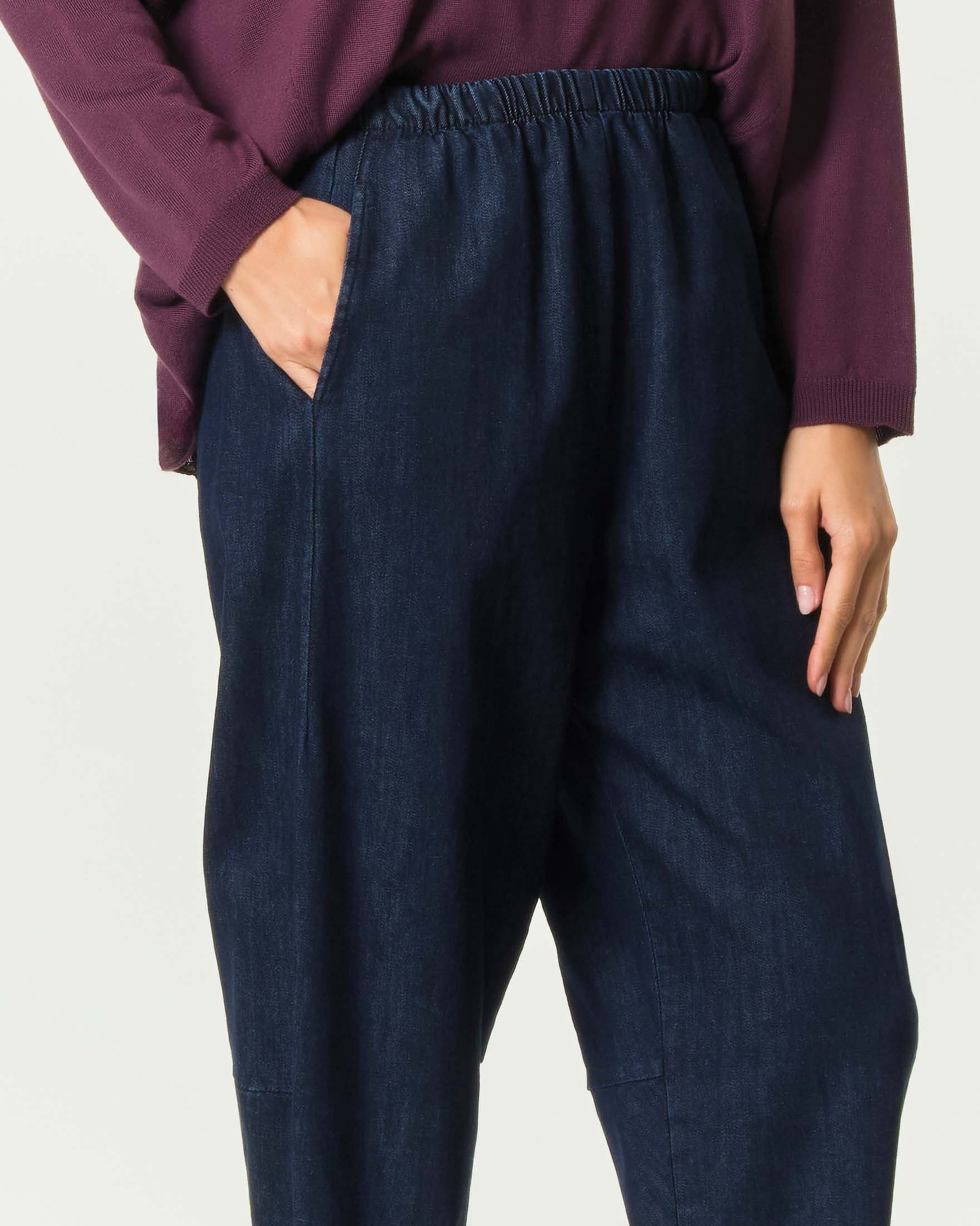 Jeans balloon Jurerê blu in denim di cotone stretch con vita elasticizzata image