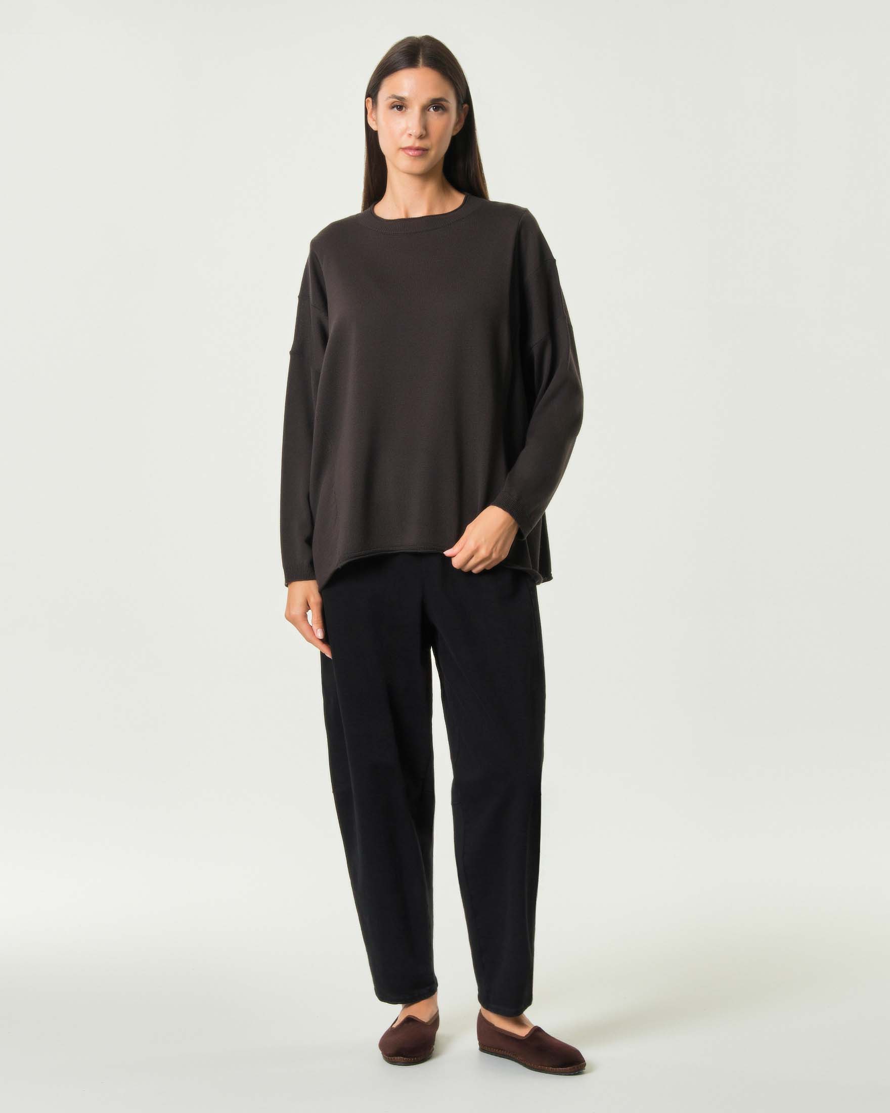 Maglia Jurerê marrone in misto lana con bordi a costine e scollo stondato image