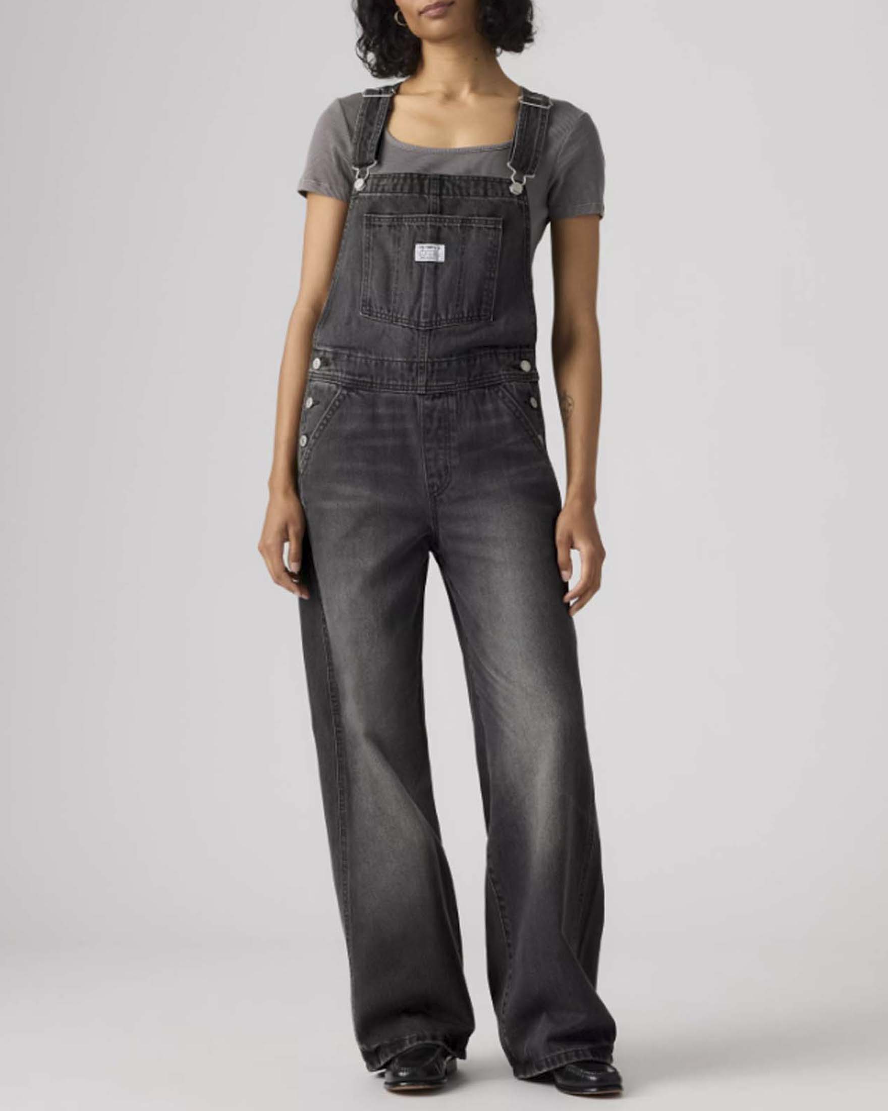 Salopette Baggy Levi's nera in denim di cotone stile workwear