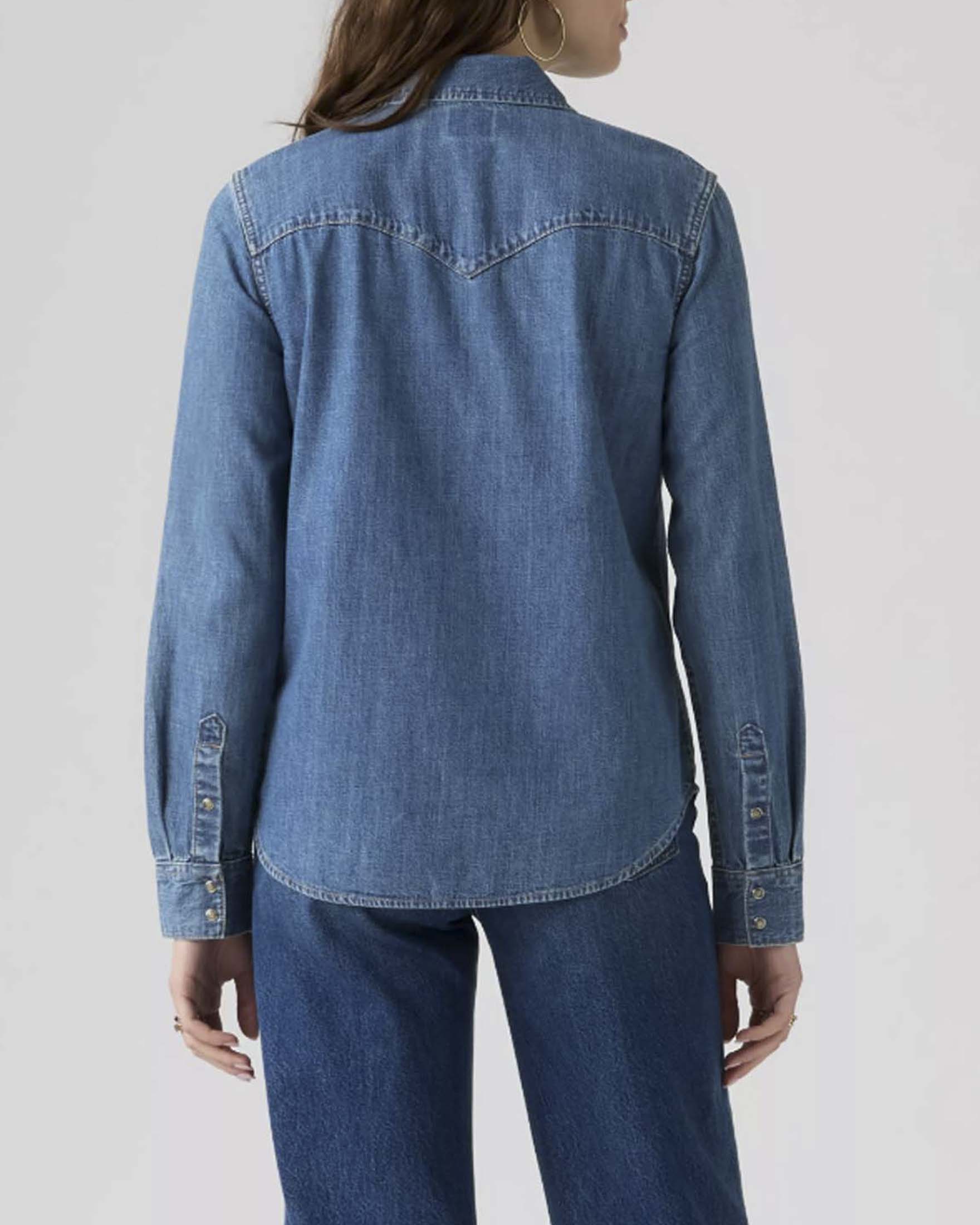 Camicia Heritage Western Levi's in denim di cotone lavaggio stonewash con bottoni snap image