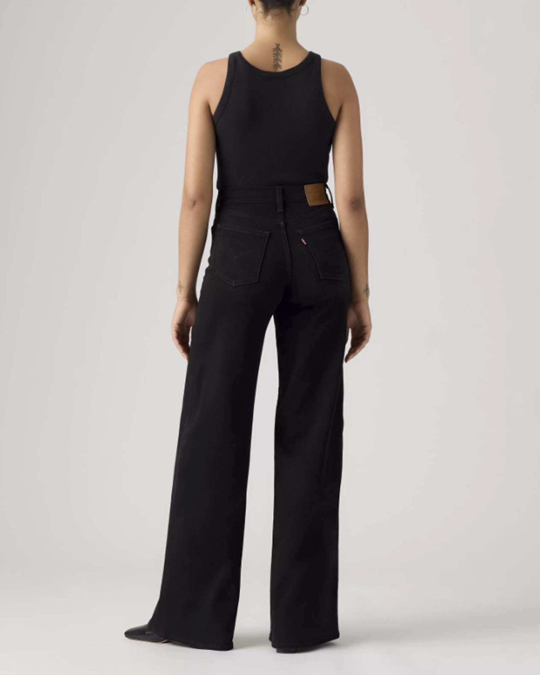Jeans 728 High Rise Wide Leg Levi's neri in denim stretch di cotone e lyocell image