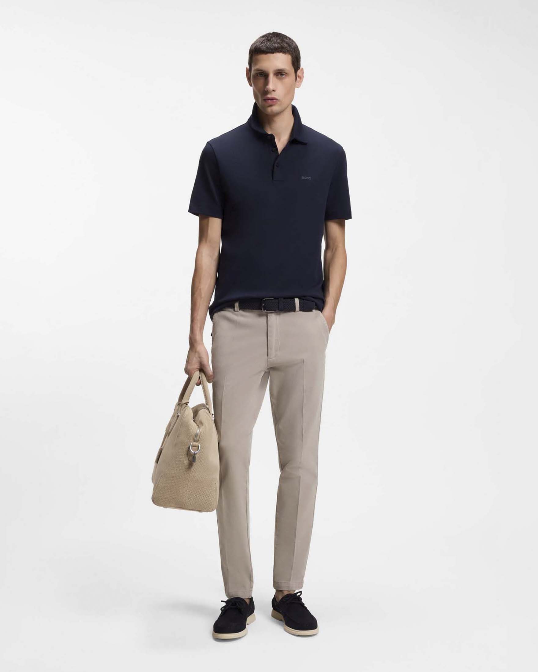Pantalone chino Boss Kaiton sabbia in twill di cotone stretch