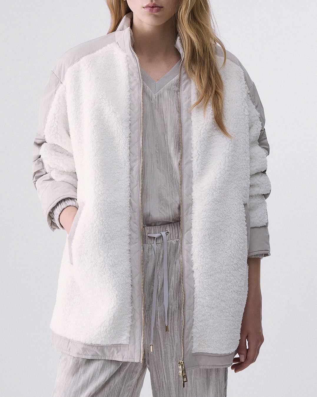 Bomber oversize teddy Liu Jo Sport color panna con chiusura zip e cappuccio image
