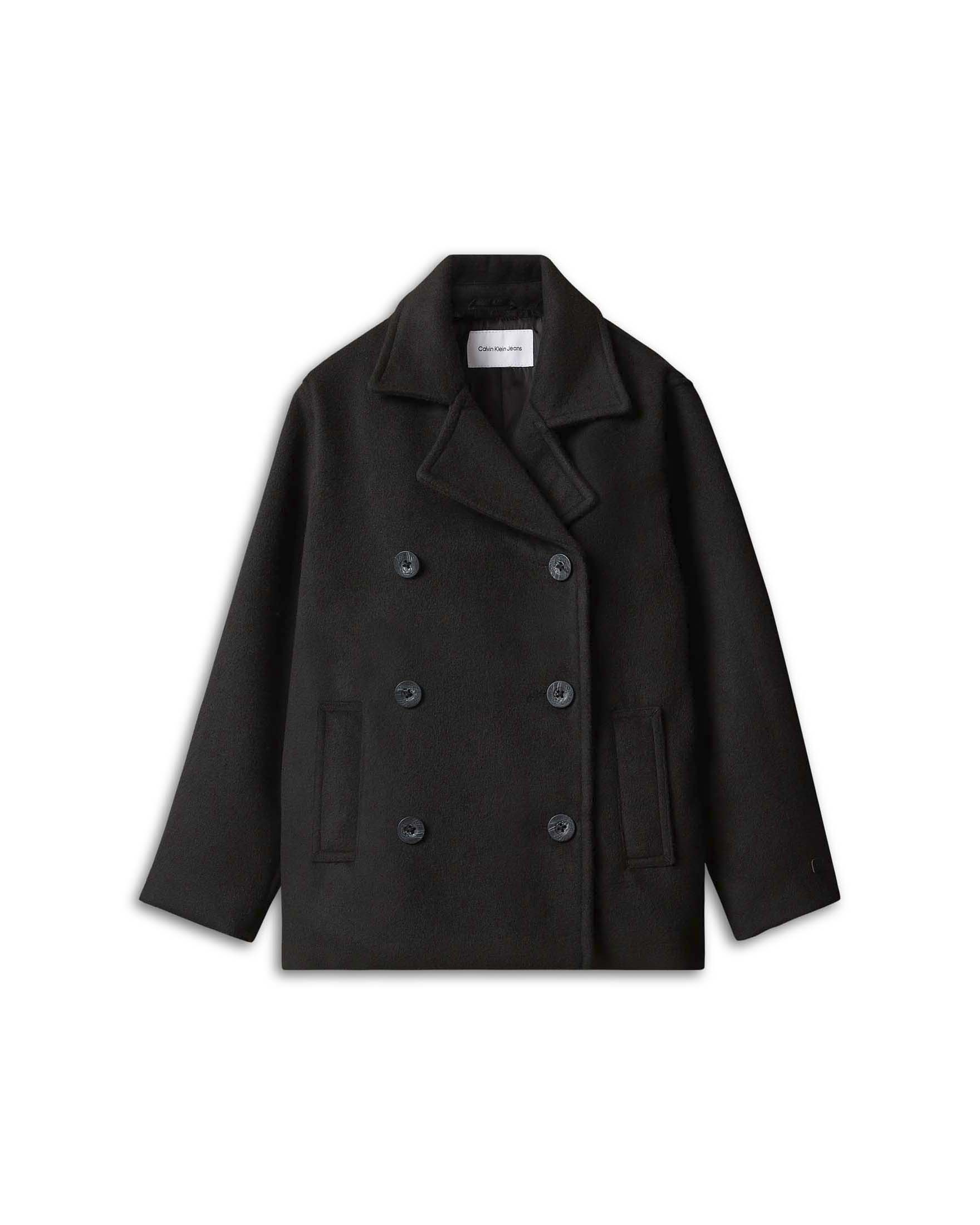 Cappotto peacoat nero Calvin Klein in puro cotone