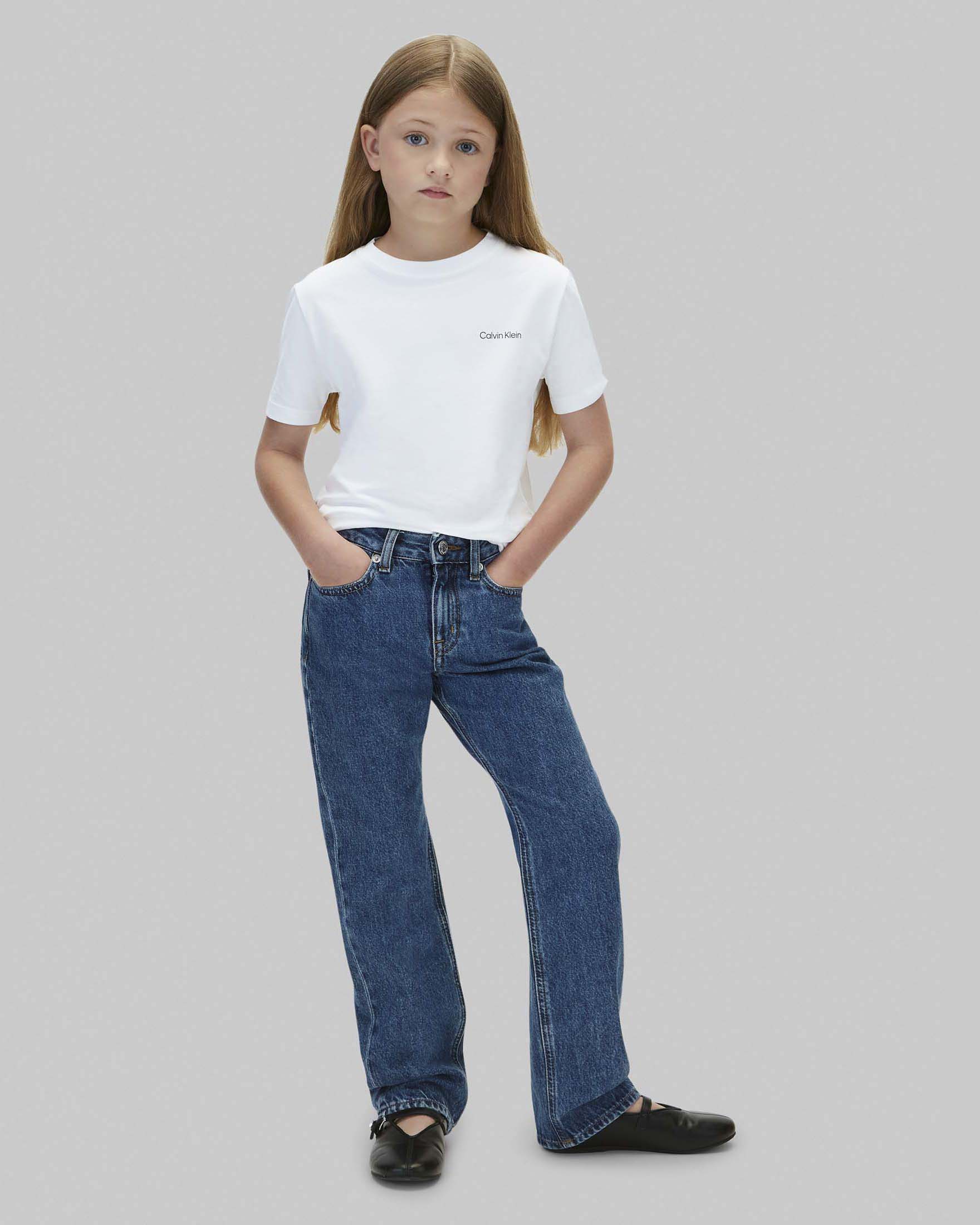 Jeans regular fit Calvin Klein in puro cotone a lavaggio medio stone washed