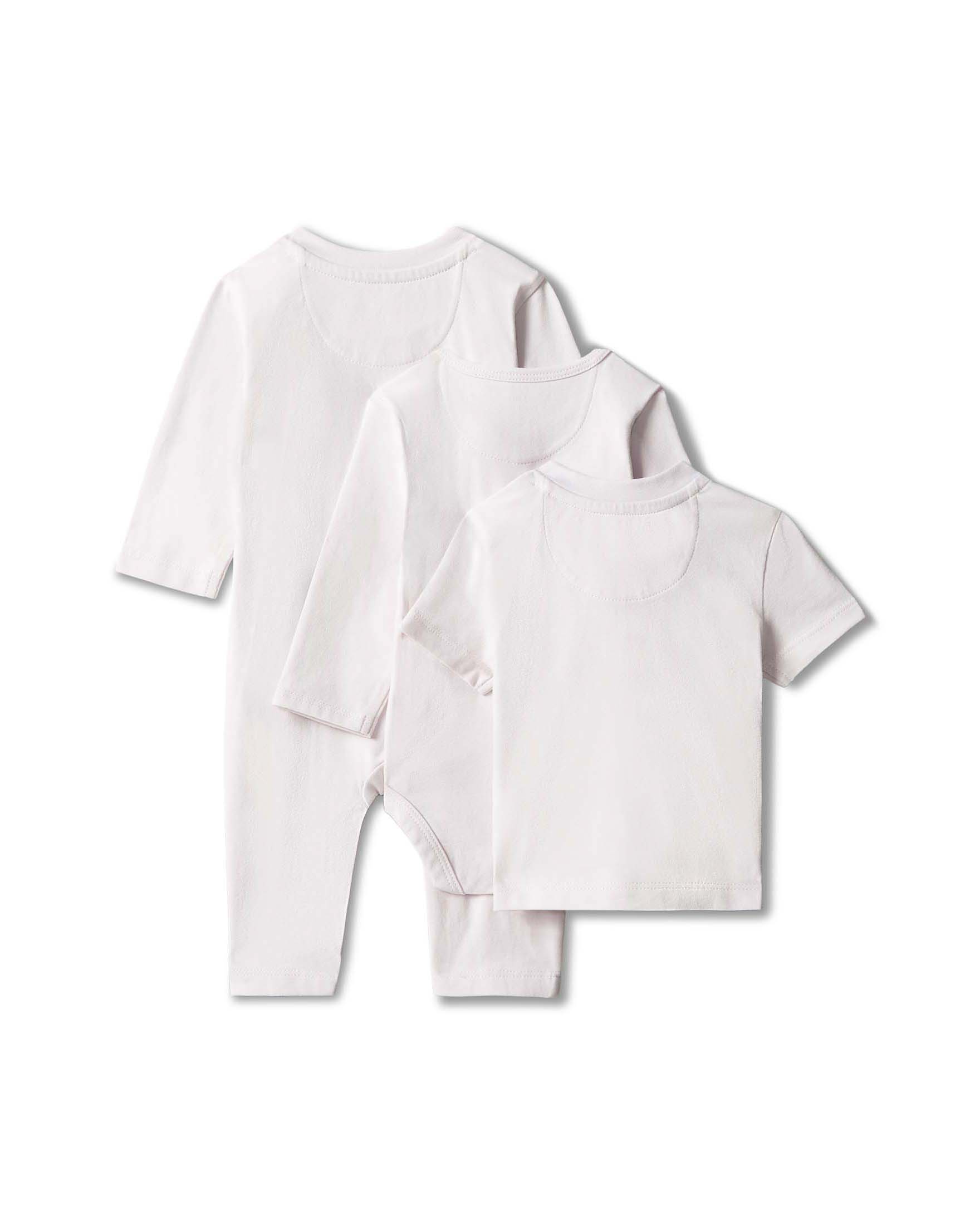 Set tre pezzi rosa cipria Calvin Klein con body tutina e t-shirt in cotone stretch image