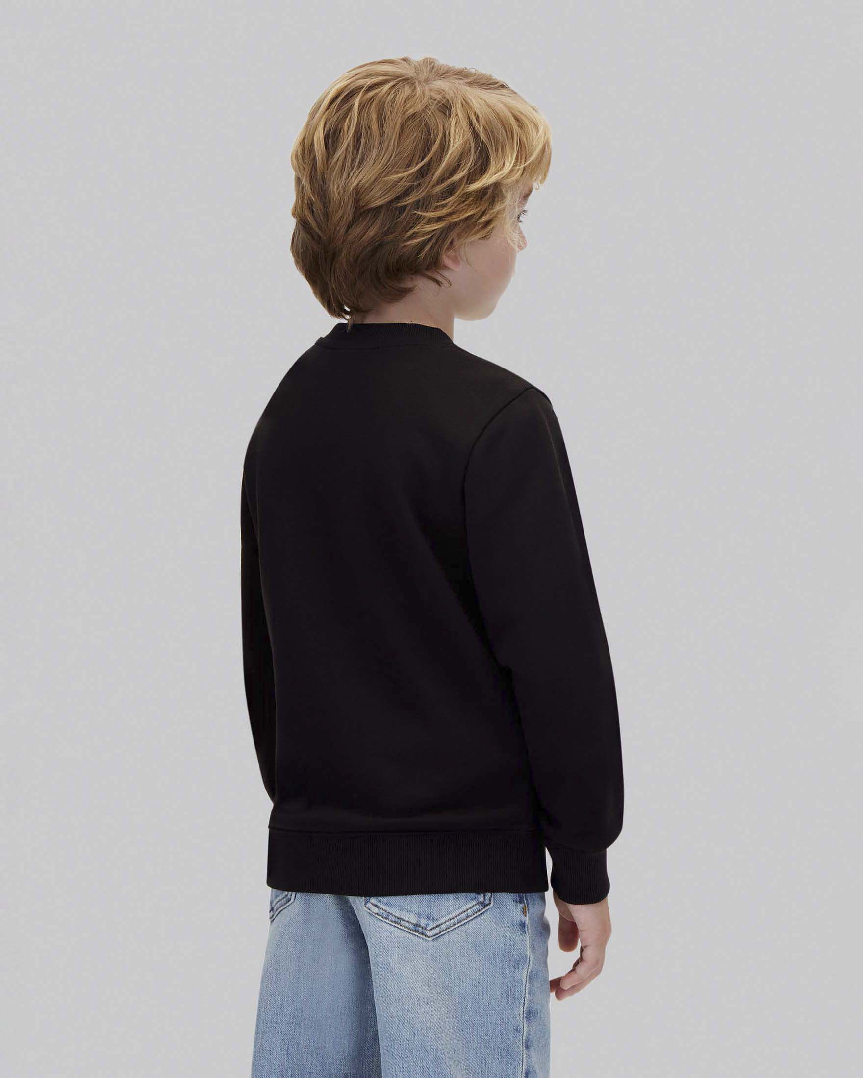 Felpa nera Calvin Klein in puro cotone con maxi logo bianco e rosso image