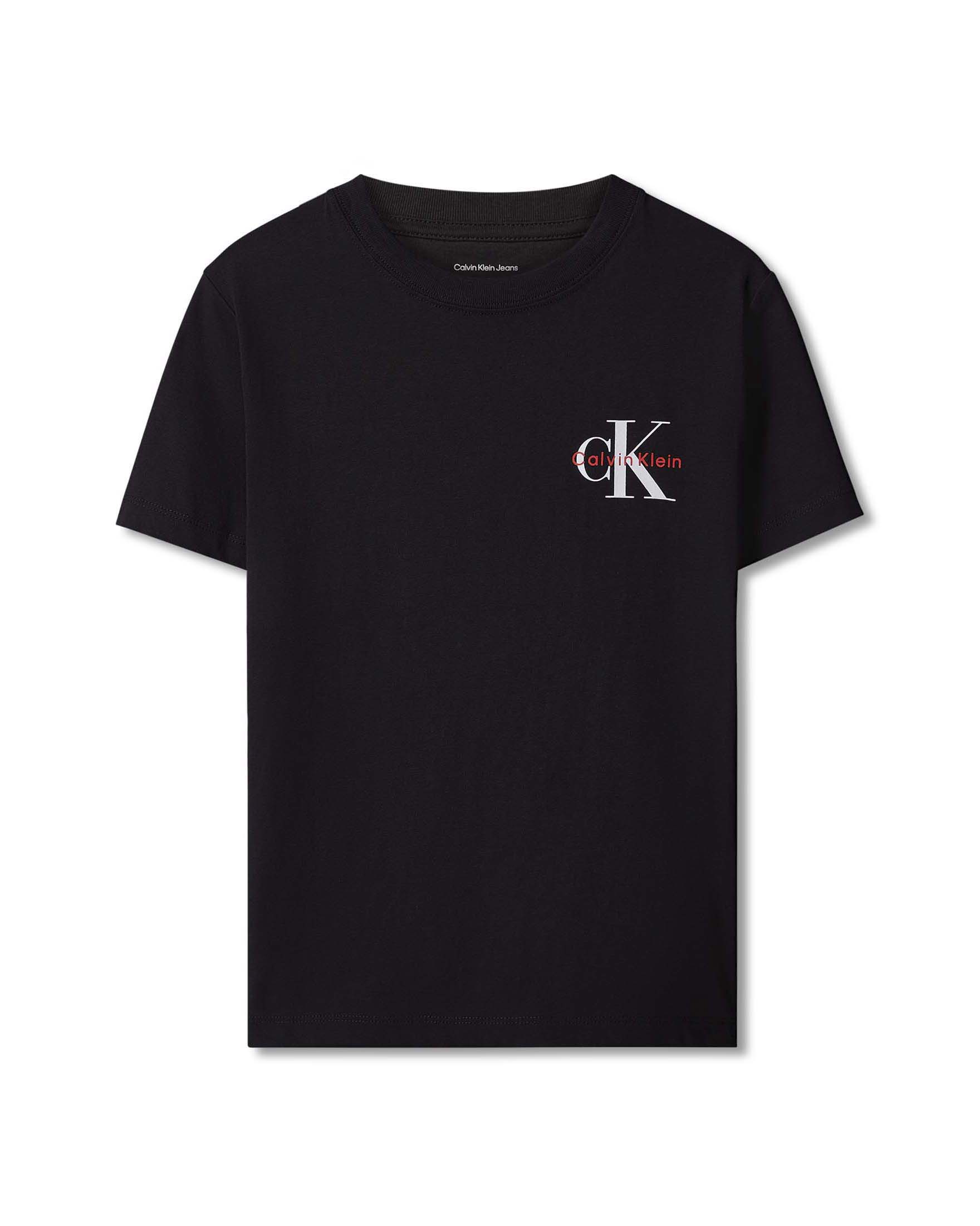 T-shirt Calvin Klein nera in cotone a maniche corte con logo monogram