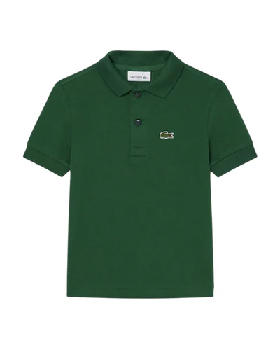 Polo Lacoste verde in piqué di puro cotone