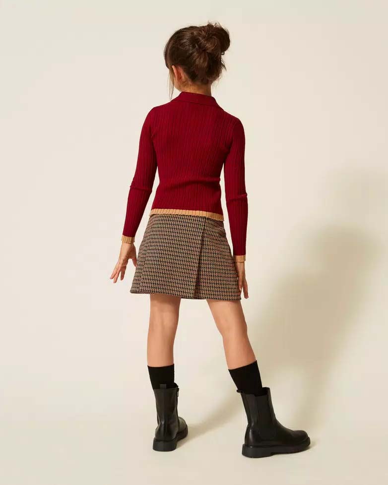 Minigonna tubino beige e nera pied de poule Twinset