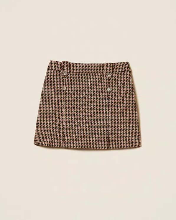 Minigonna tubino beige e nera pied de poule Twinset