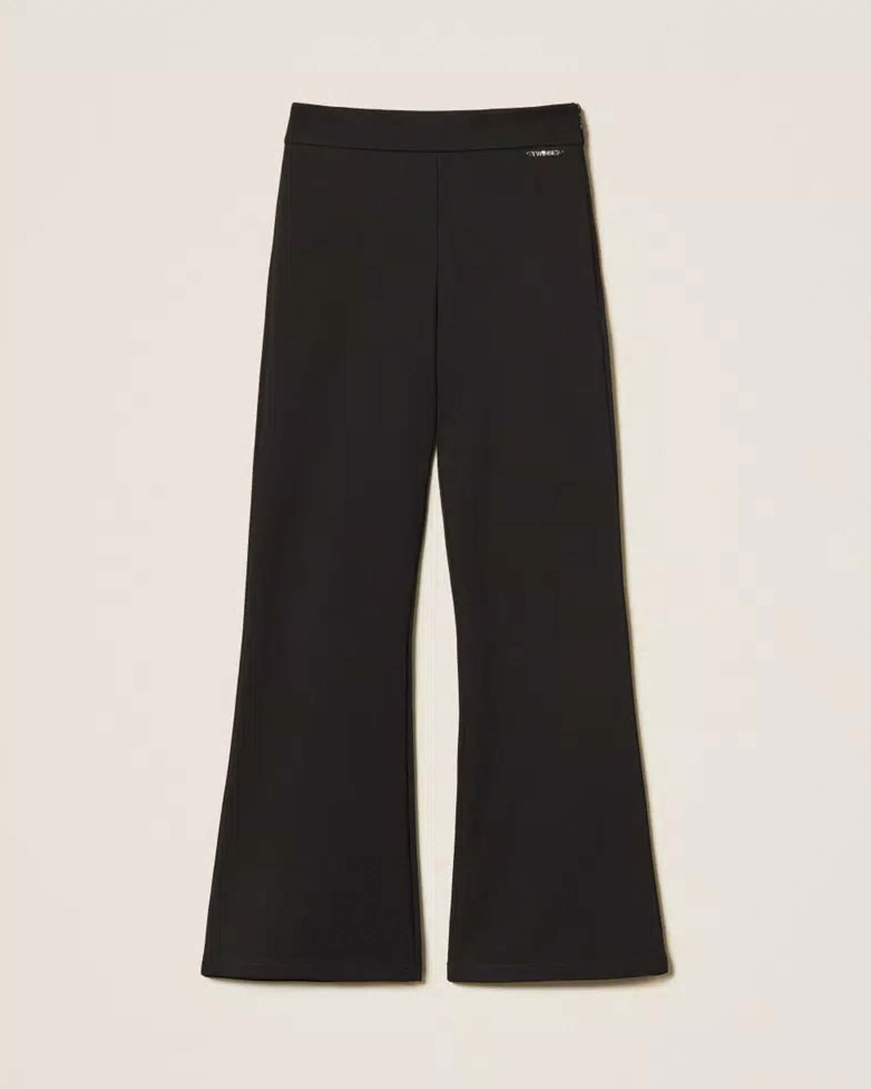 Pantalone flare nero Twinset punto milano in misto viscosa