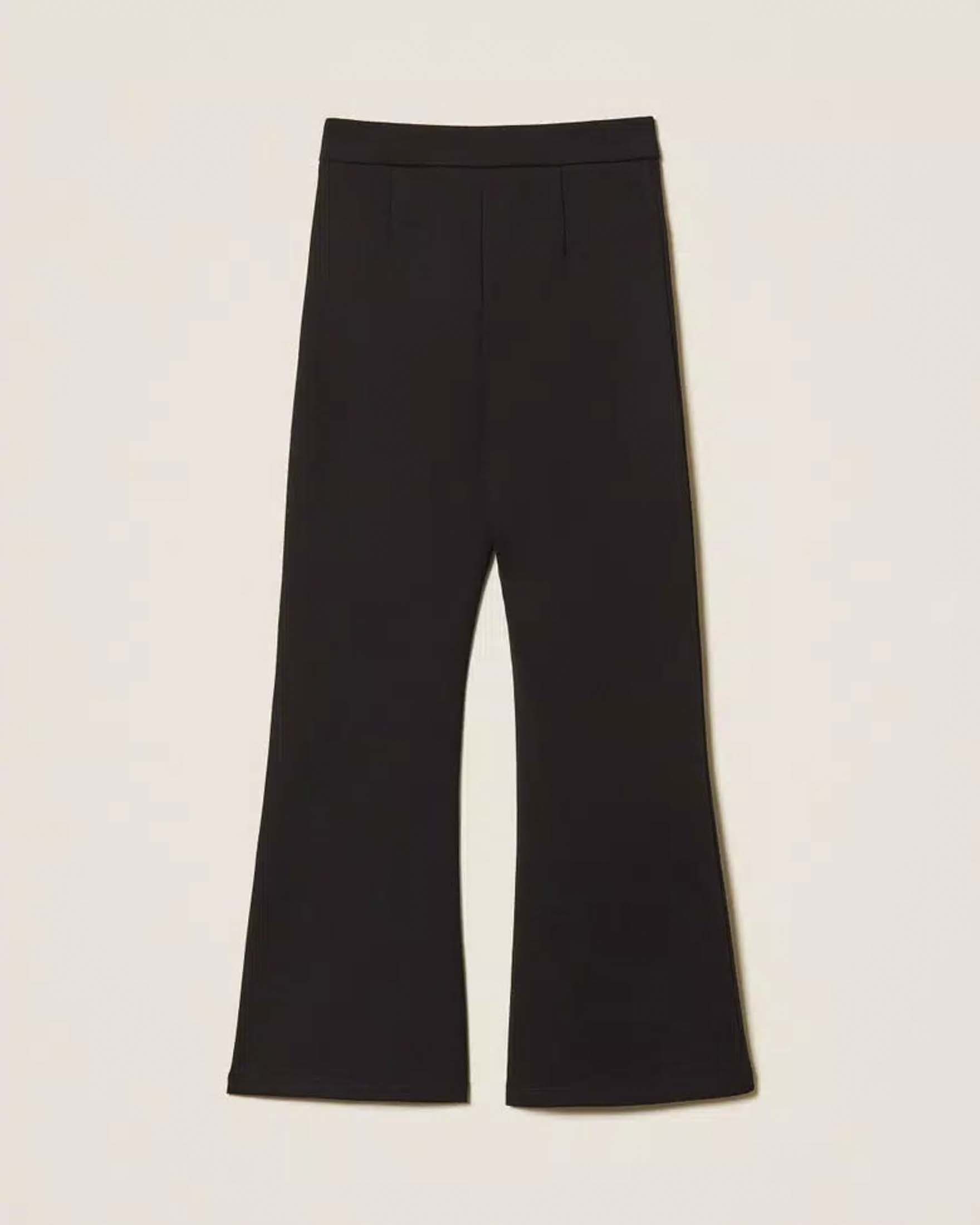 Pantalone flare nero Twinset punto milano in misto viscosa