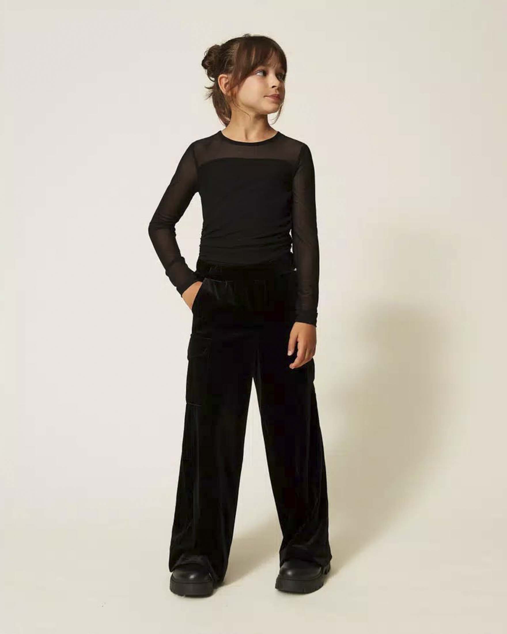 Pantalone cargo Twinset in ciniglia nero