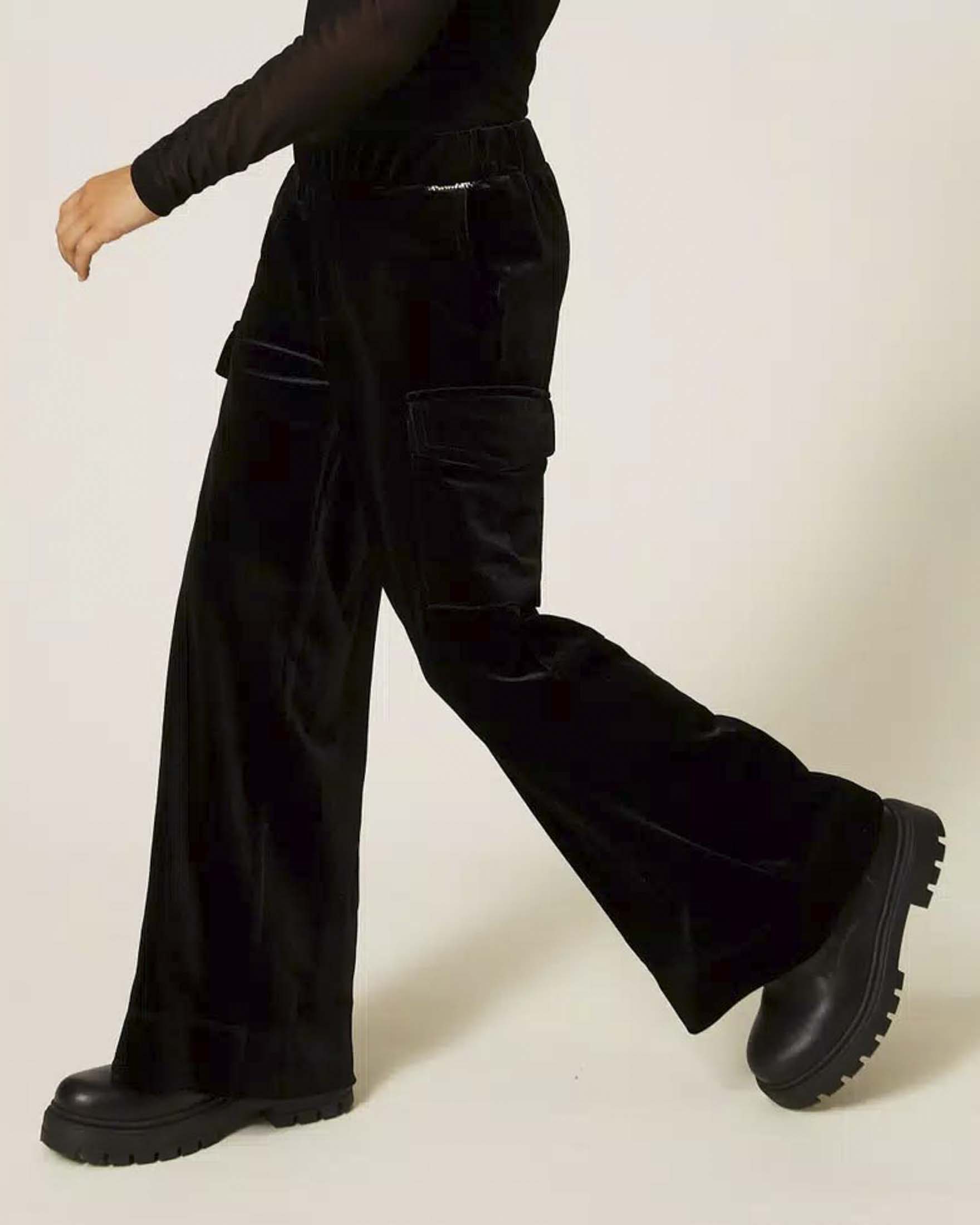 Pantalone cargo Twinset in ciniglia nero