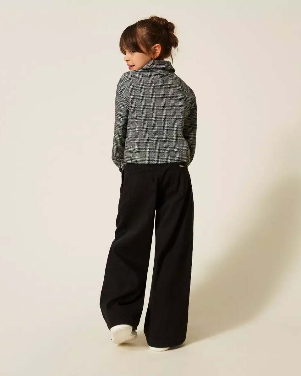 Jeans wide leg nero Twinset in misto cotone con pinces