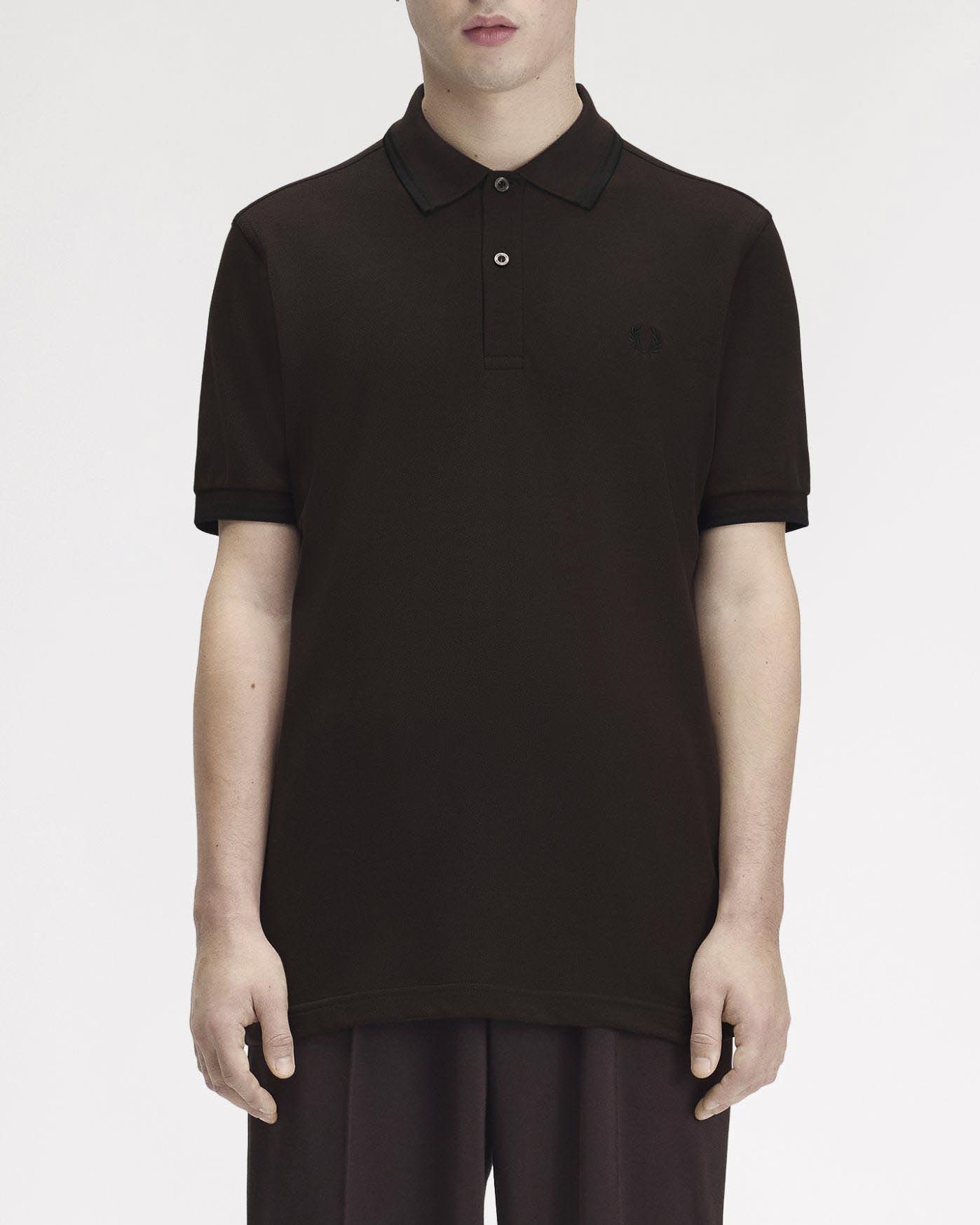 Polo marrone mezza manica Fred Perry con bordino nero