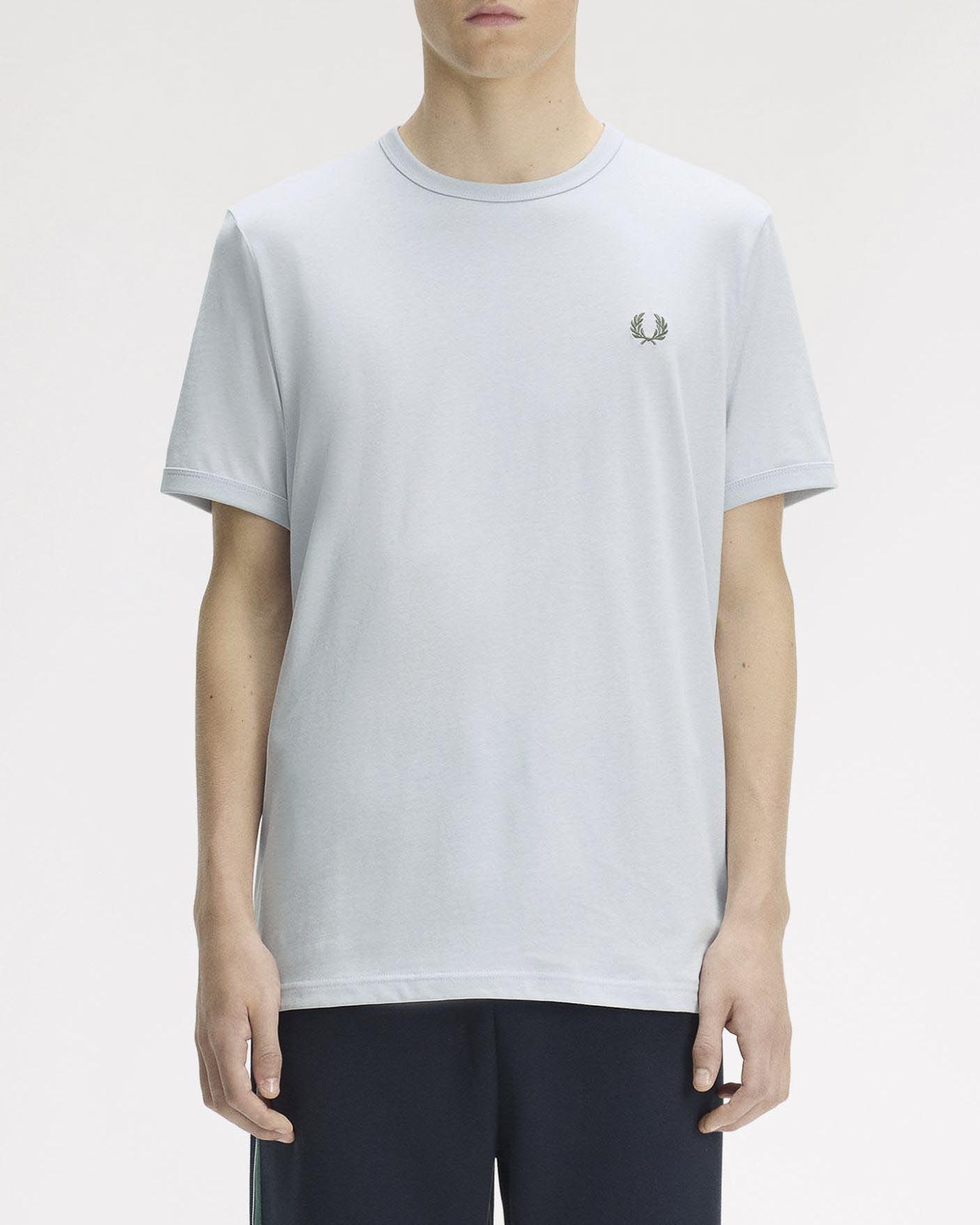 T-shirt mezza manica Fred Perry azzurra tinta unita