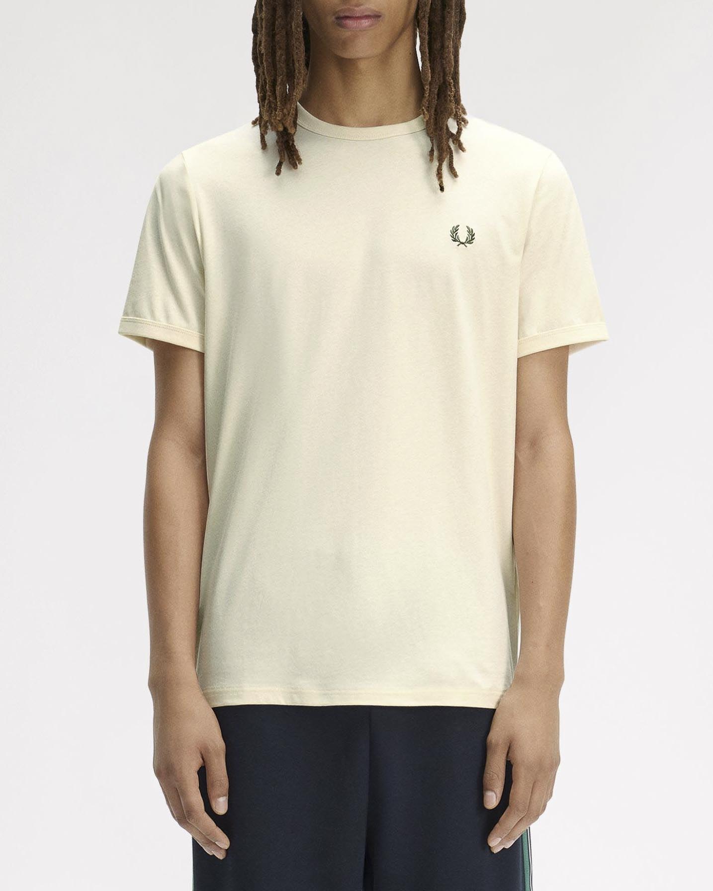 T-shirt mezza manica Fred Perry color panna tinta unita