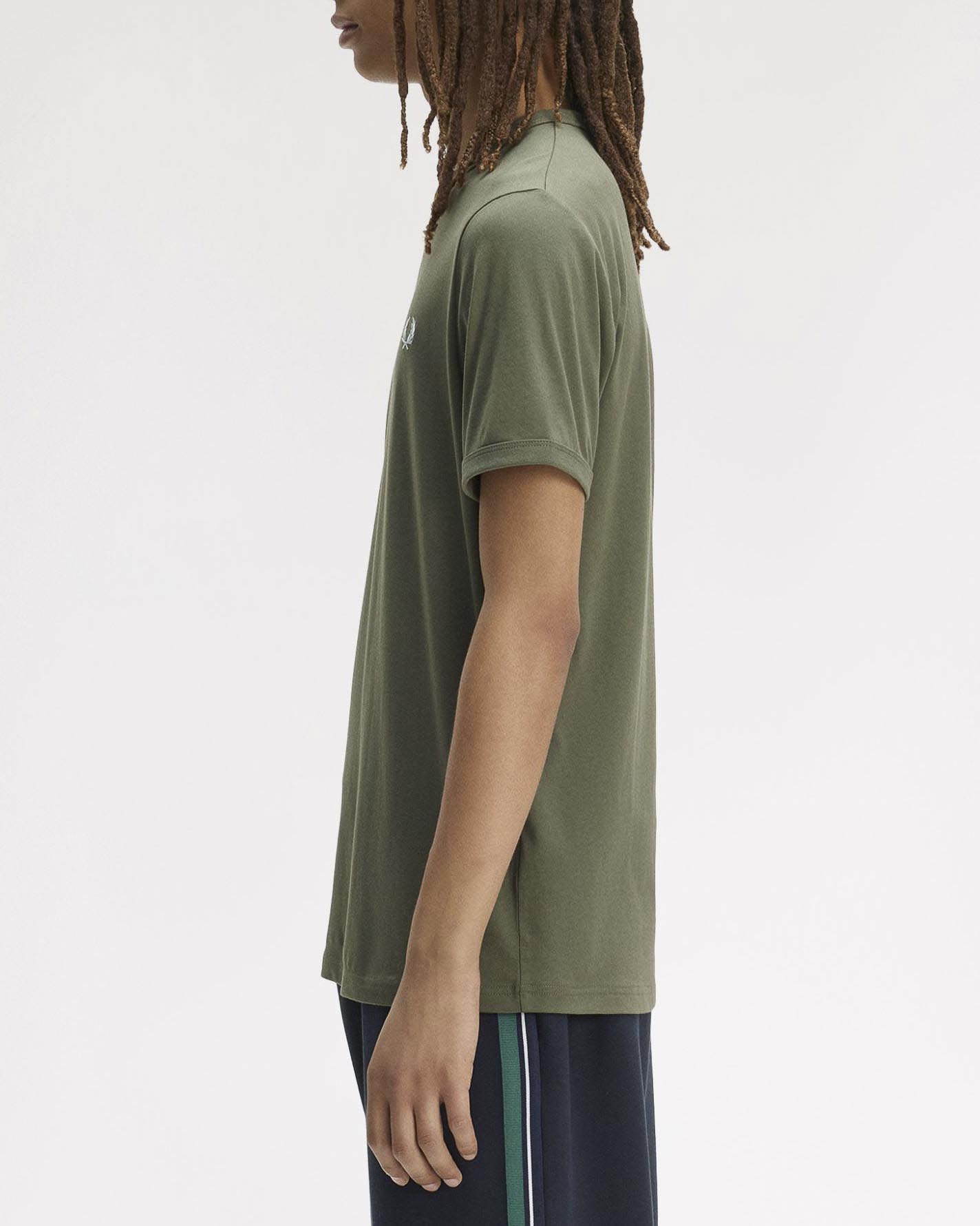 T-shirt mezza manica Fred Perry verde militare tinta unita image