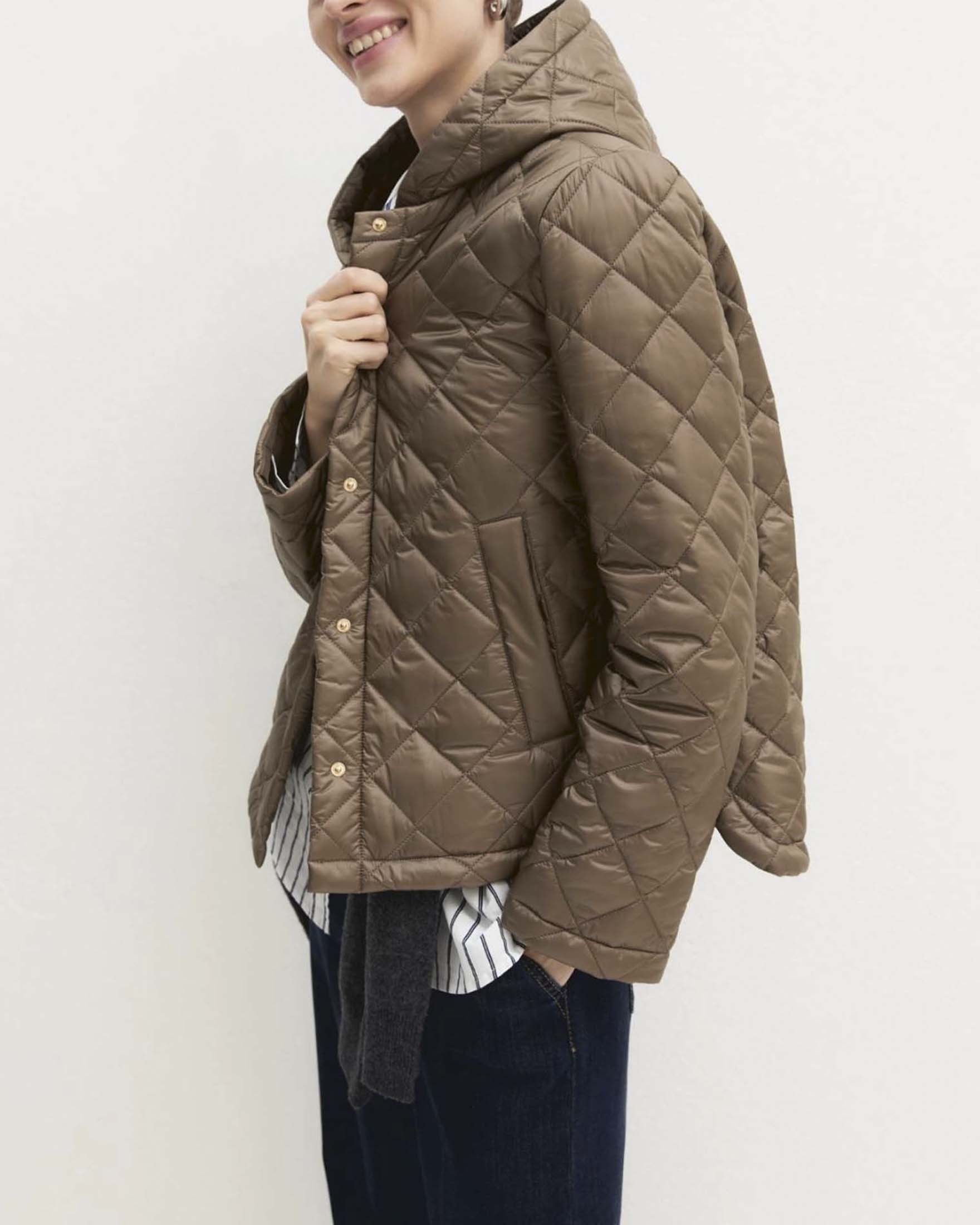 Giubbino trapuntato antigoccia Emme Marella color tortora con cappuccio removibile