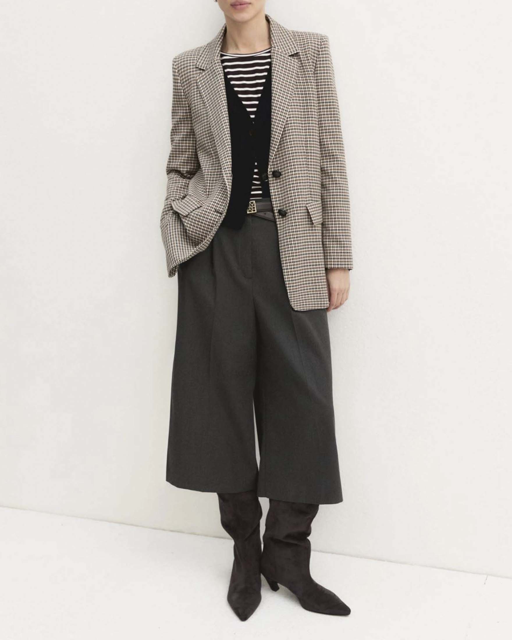 Blazer monopetto Emme Marella marrone in tessuto stretch con motivo Principe di Galles image