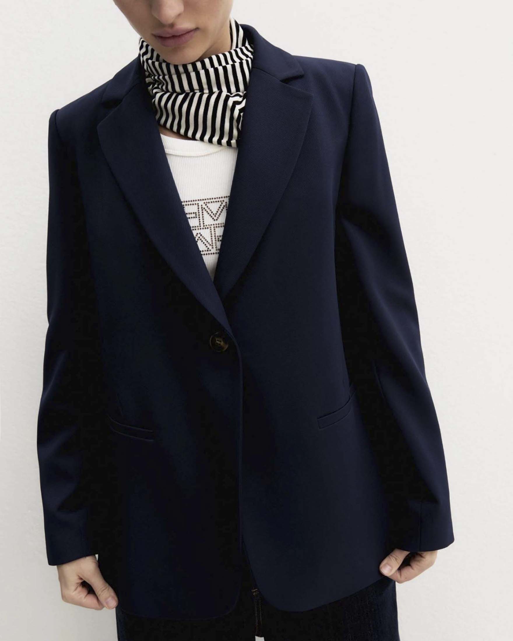 Giacca monopetto Emme Marella blu in diagonale stretch con pince sui fianchi
