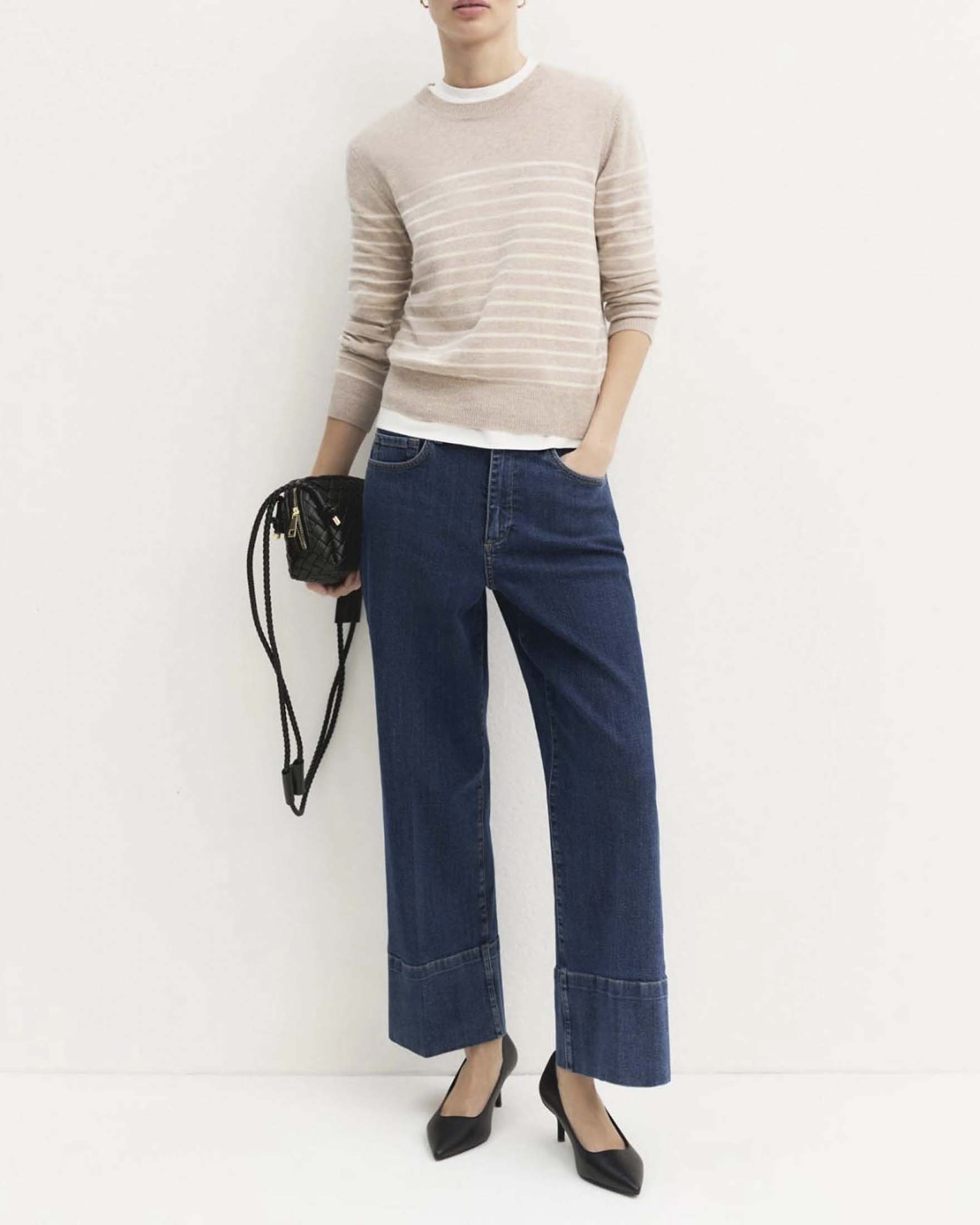 Maglia girocollo Emme Marella beige e avorio in misto lana e cashmere stile marinière image