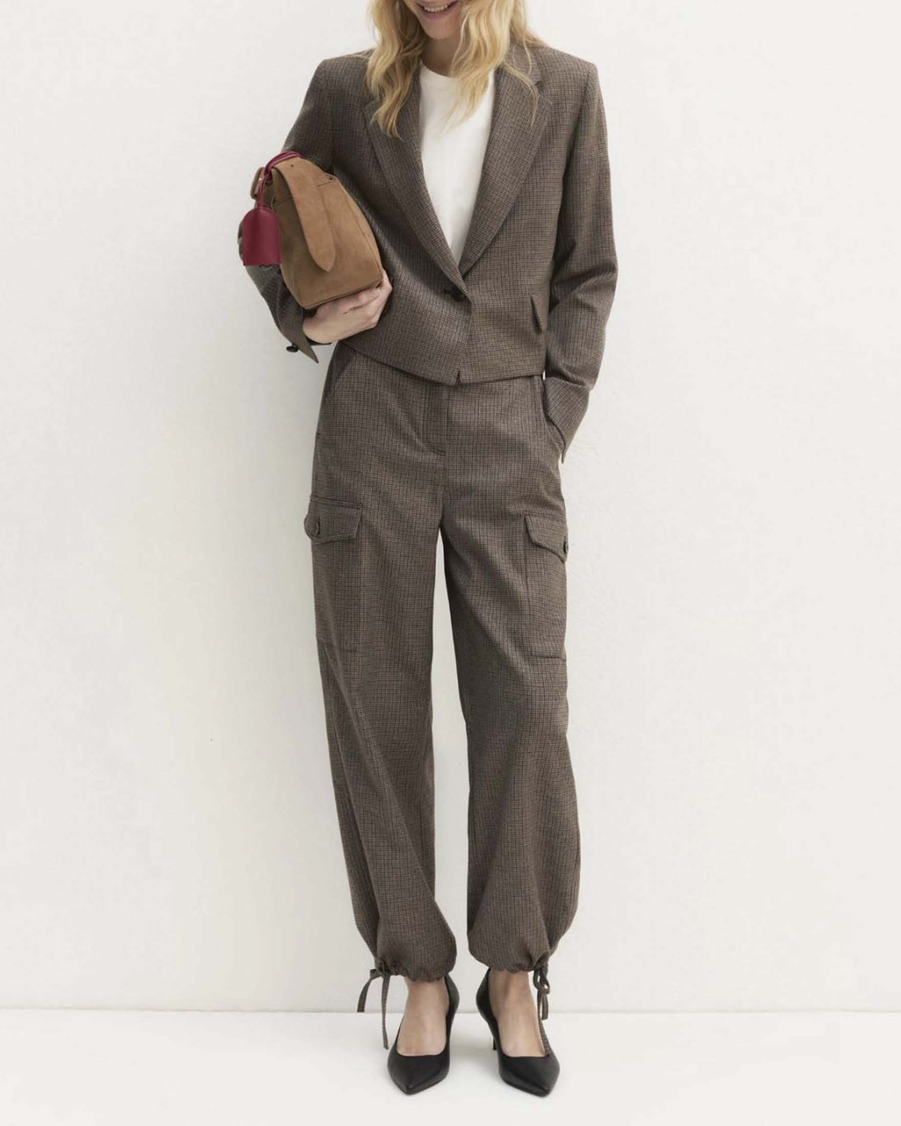 Pantaloni cargo carrot Emme Marella color noce in misto viscosa stretch