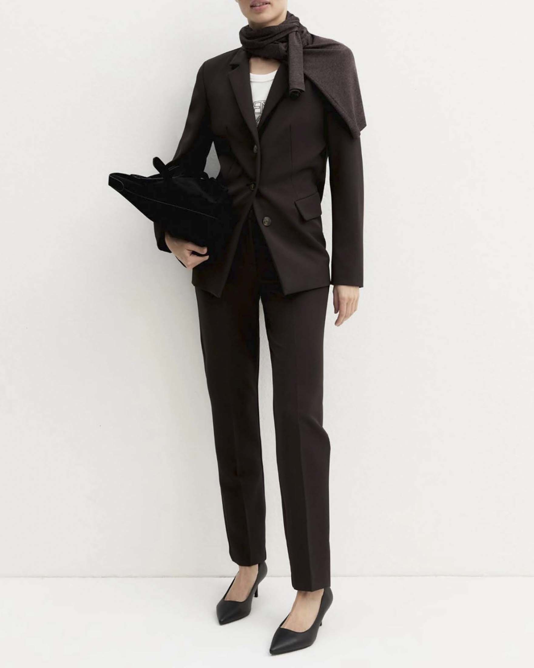 Pantaloni slim Emme Marella marroni in diagonale bielastico