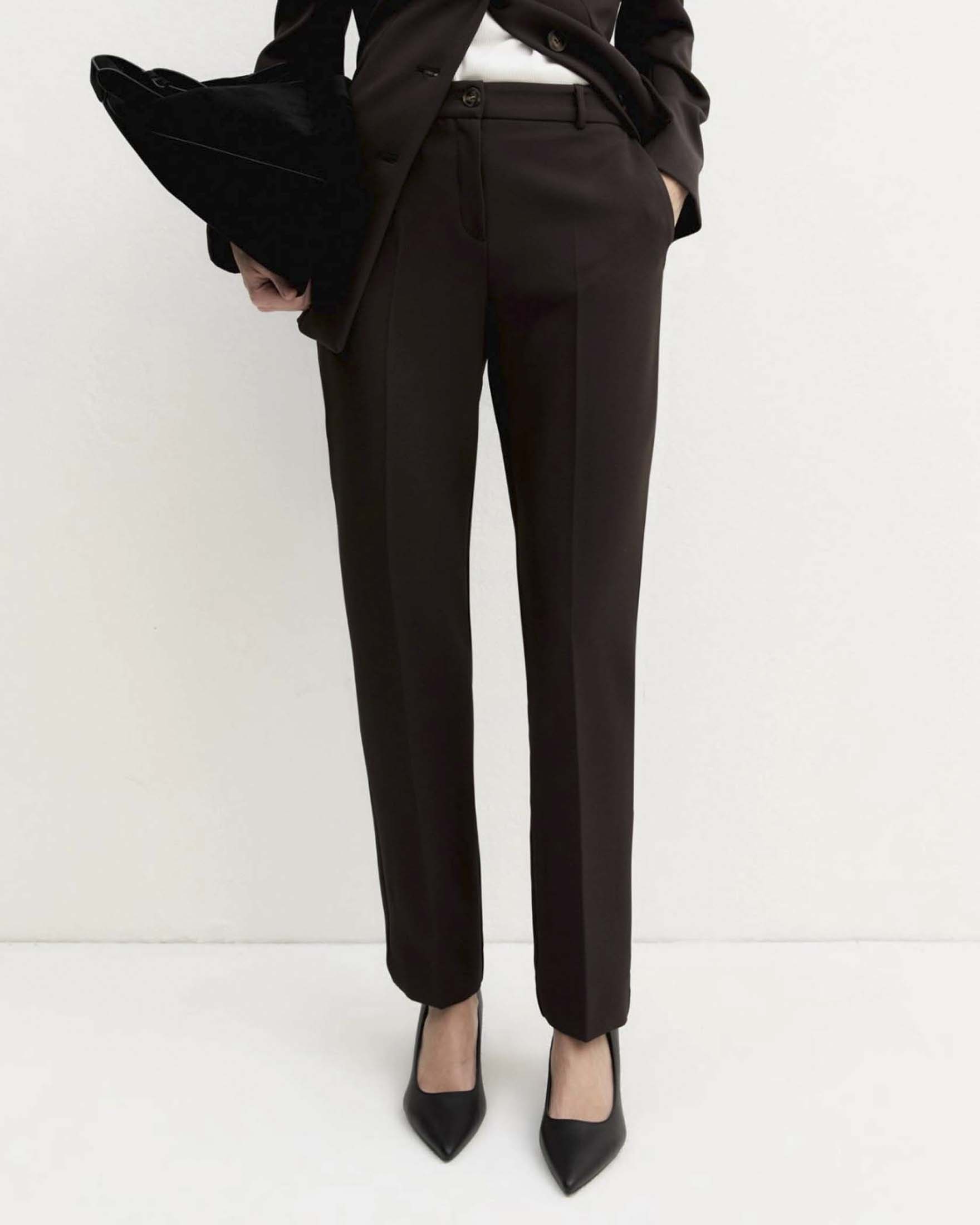 Pantaloni slim Emme Marella marroni in diagonale bielastico image