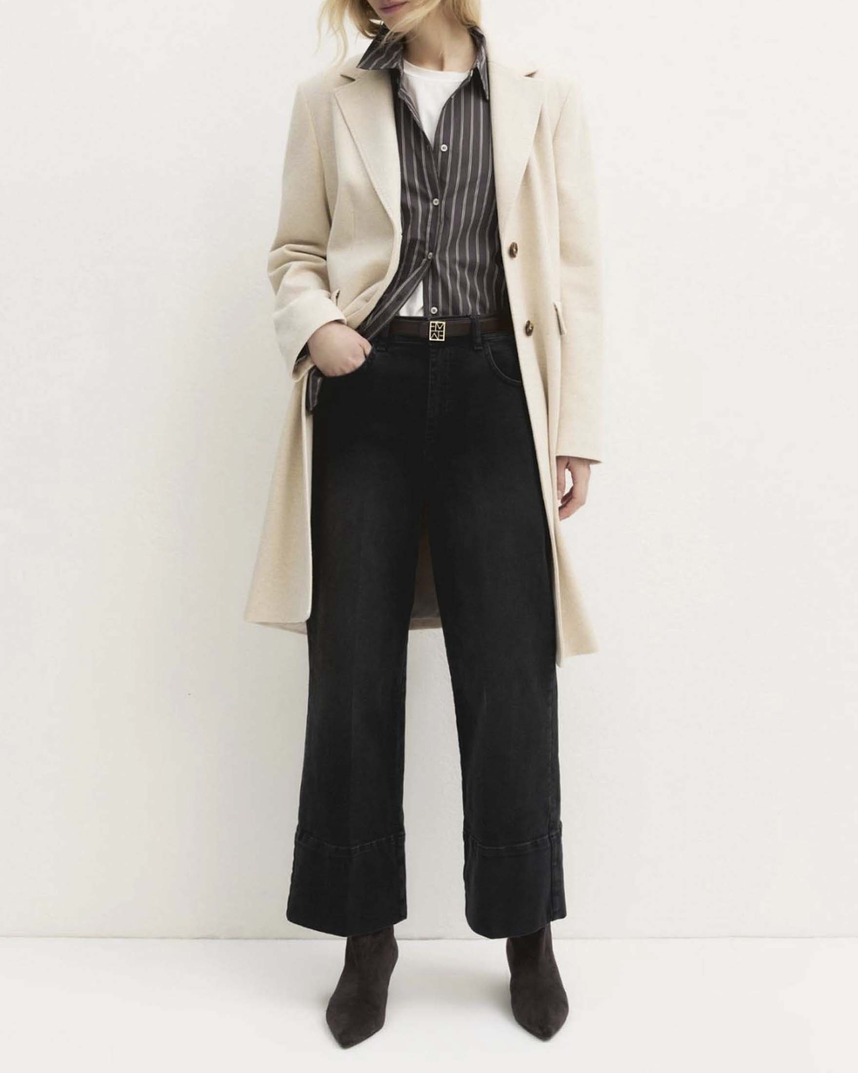 Jeans cropped wide leg Emme Marella color nero lavato in cotone stretch