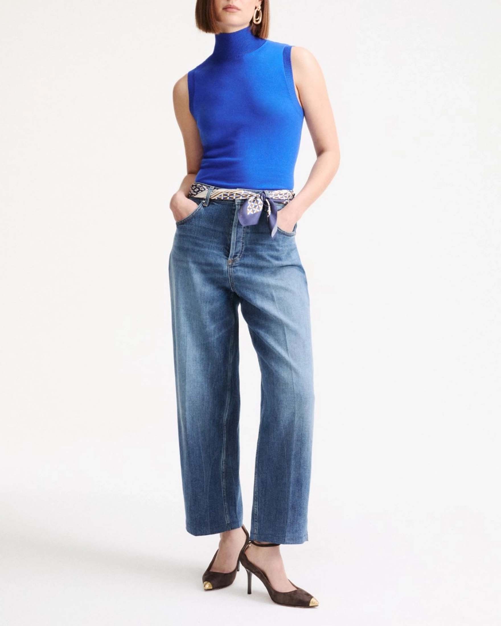 Jeans barrel Marella lavaggio super stonewash in denim stretch di cotone