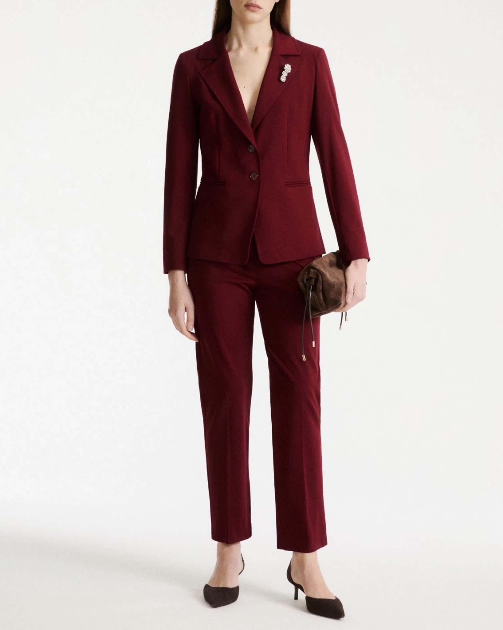 Pantaloni slim Marella Sport bordeaux in jersey punto Milano stretch con piega stirata e passanti image